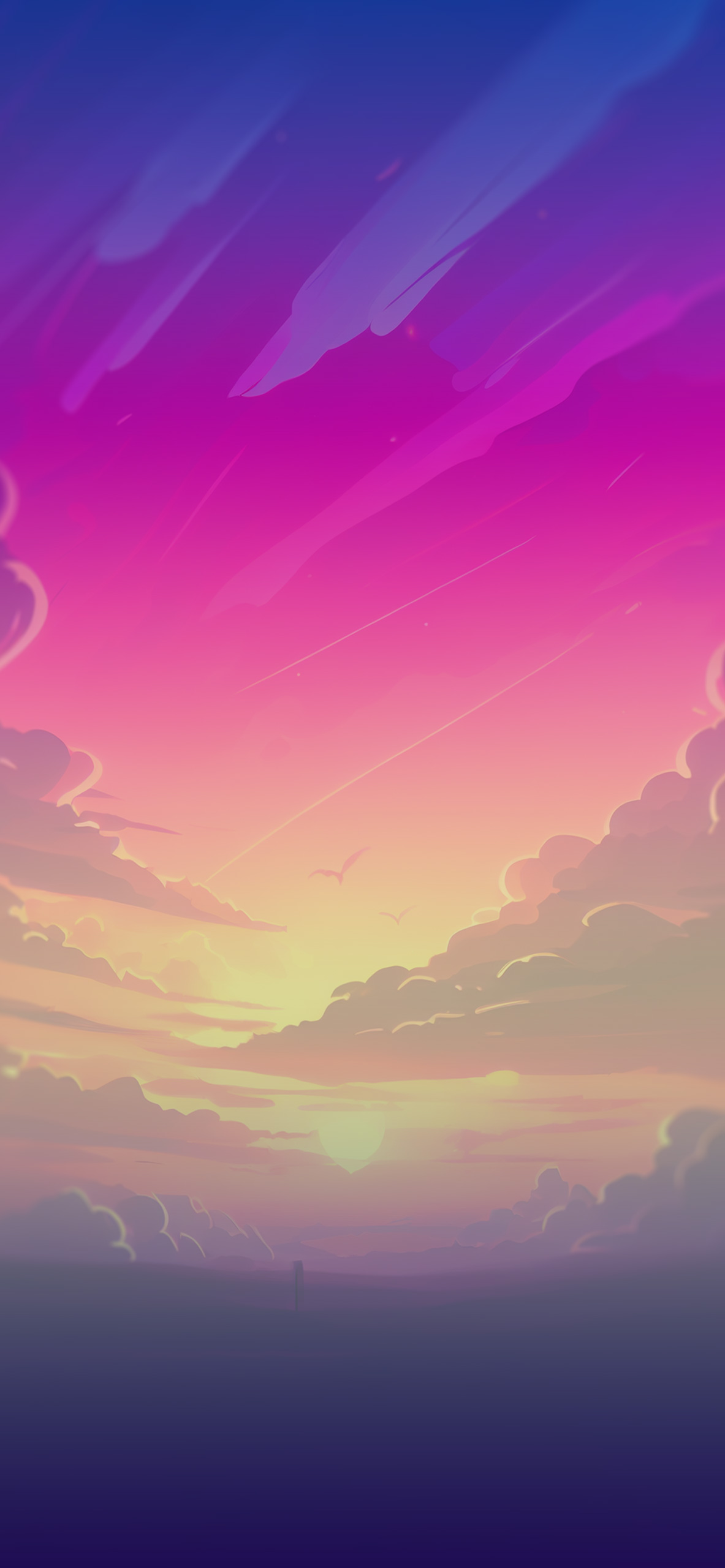 Clouds & Sunset Hot Pink Wallpaper