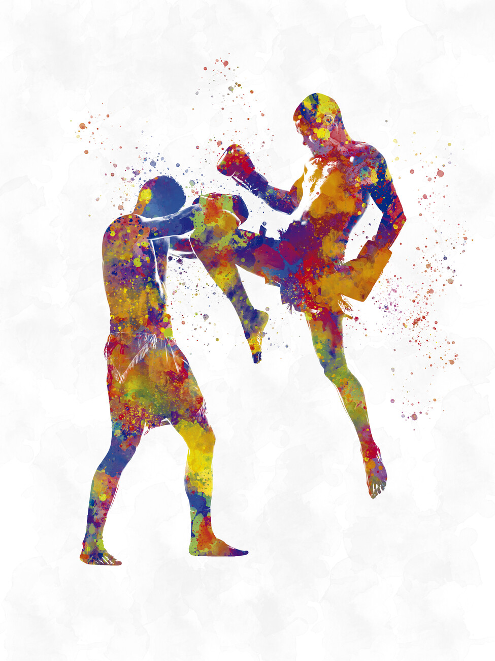Muay thai fighter in watercolor Wall