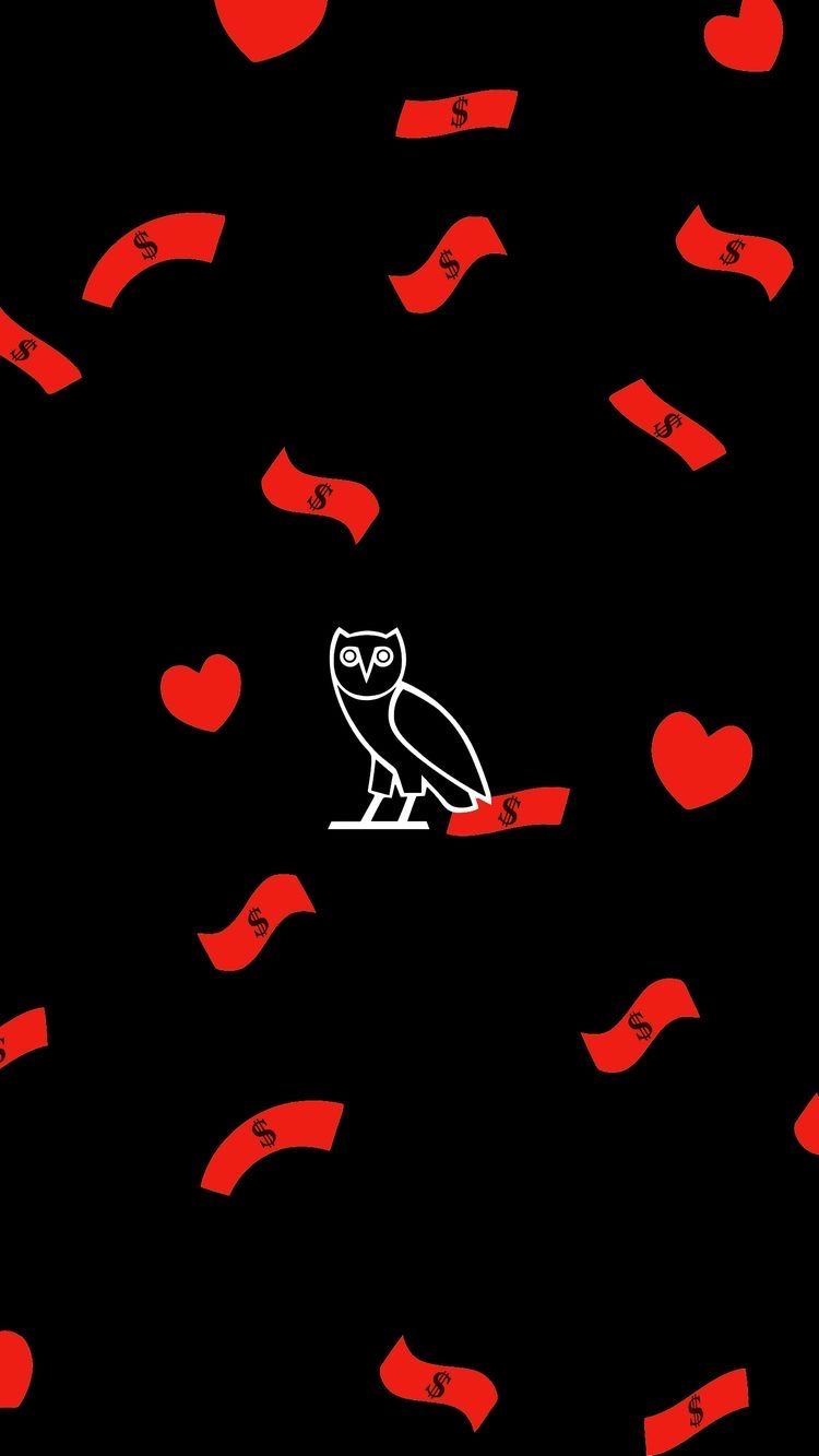 Ovo Wallpaper with Neon Owl and Hearts