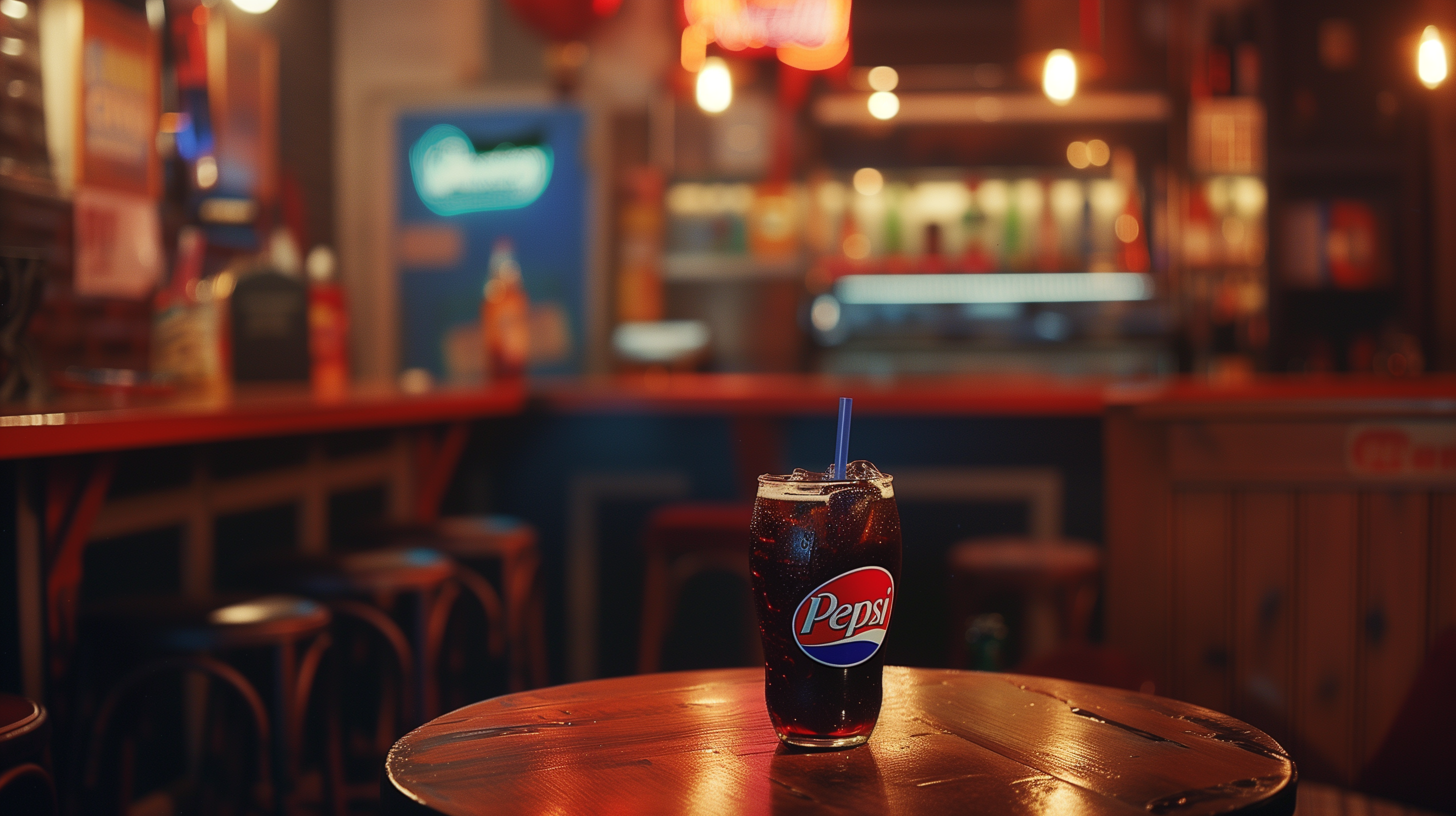 Pepsi Themed Vintage Diner HD Wallpaper