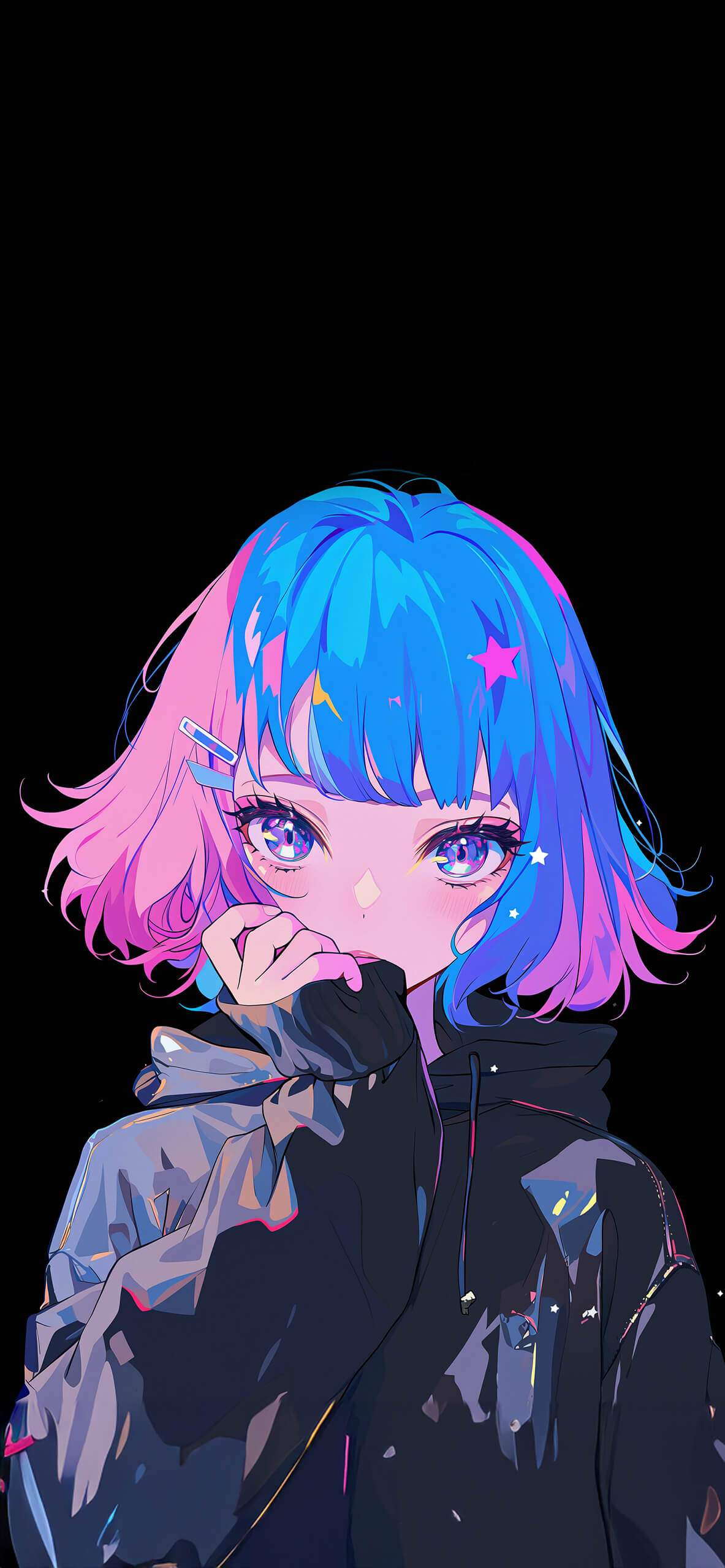 Anime Girl Pink & Blue Hair Wallpaper