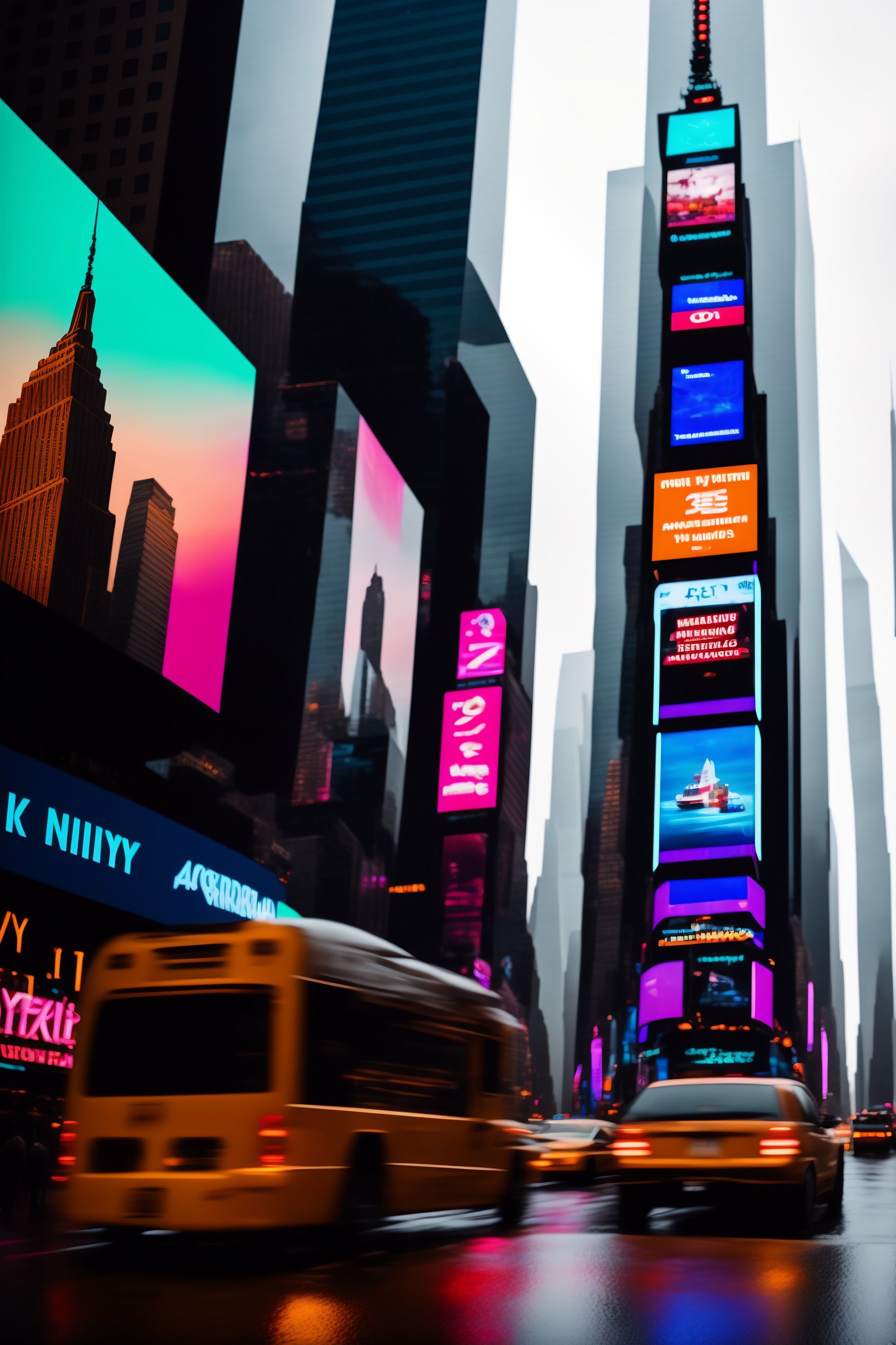 Rainy new york 4k times square