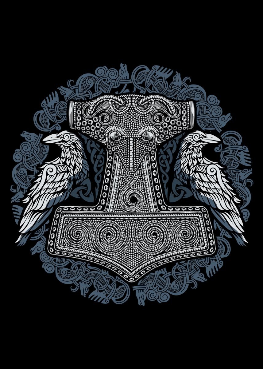 Viking Thor Raven Mjolnir' Poster