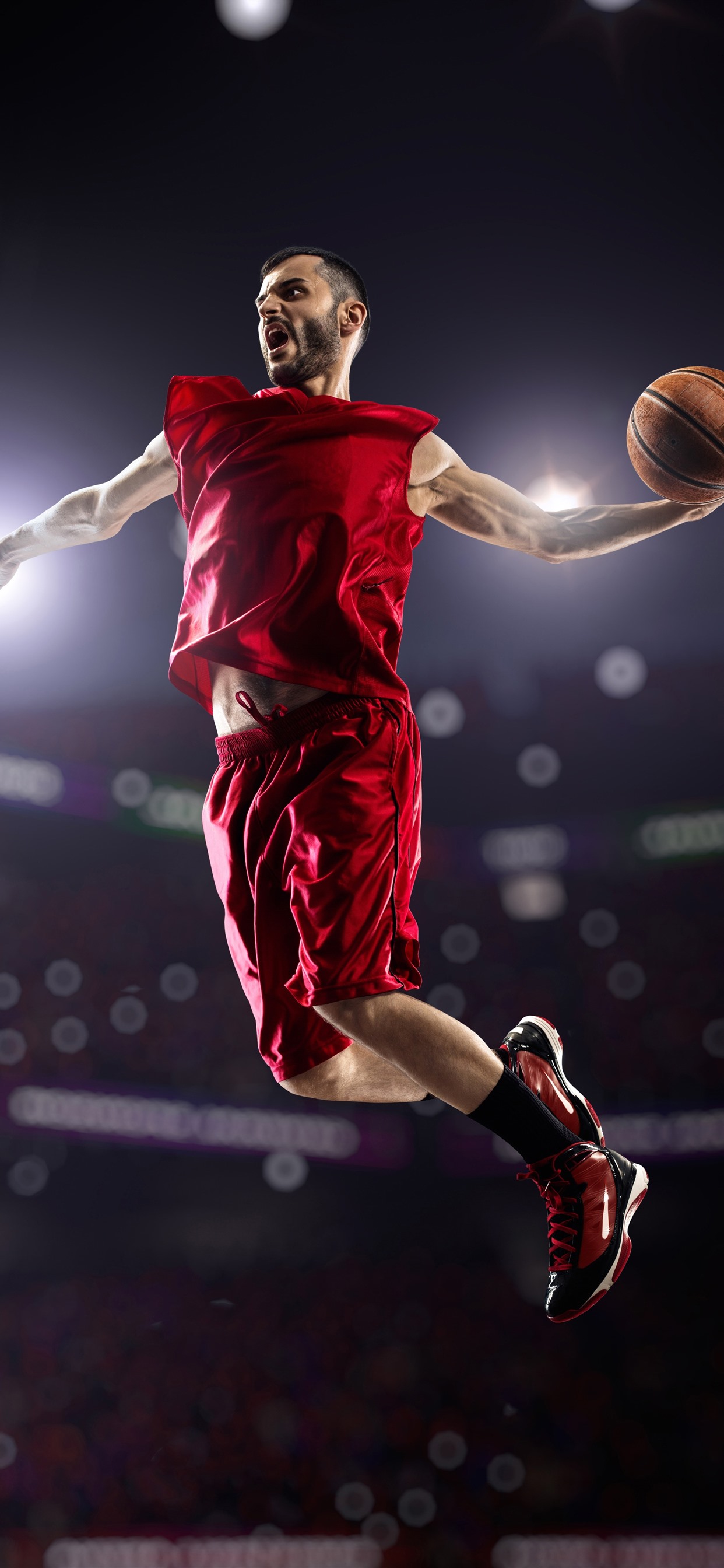 Athlete, basketball, male, jumping