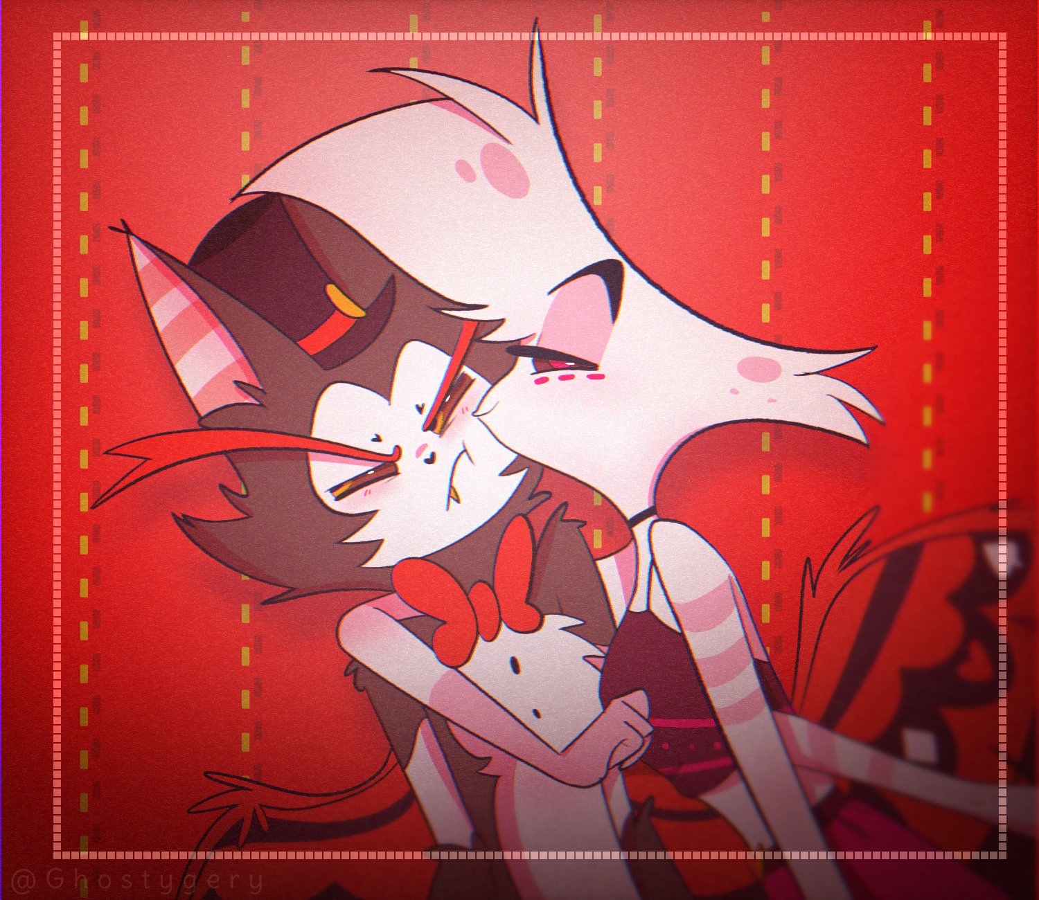 Angel Dust and Husk messing around in a