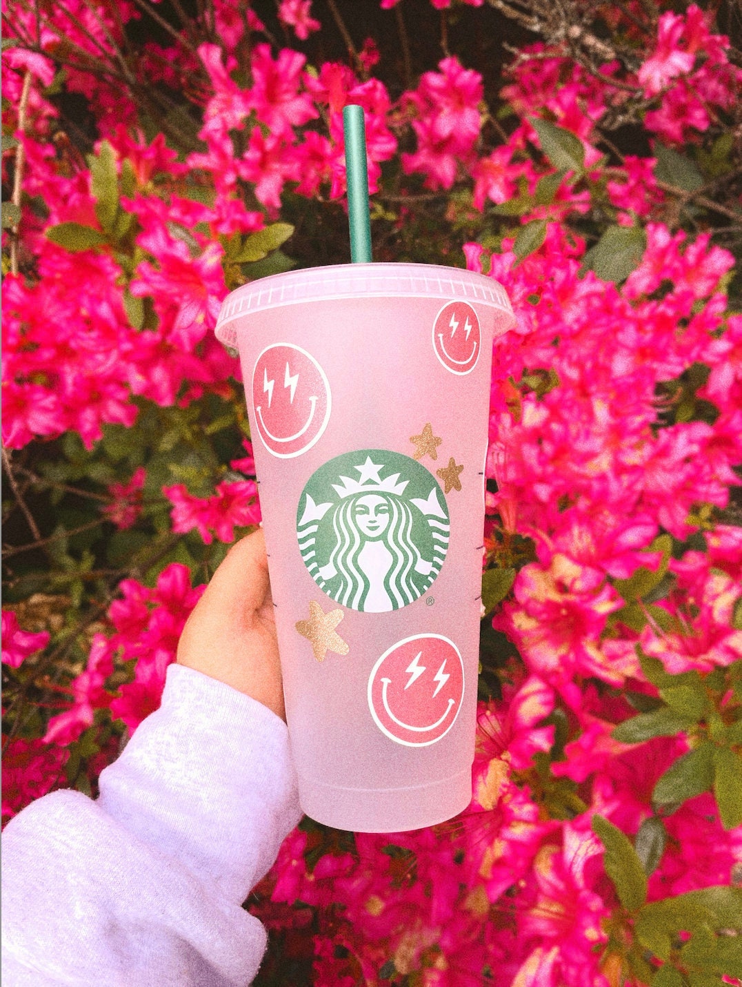 Lightning Bolt Smile Face Starbucks Cup