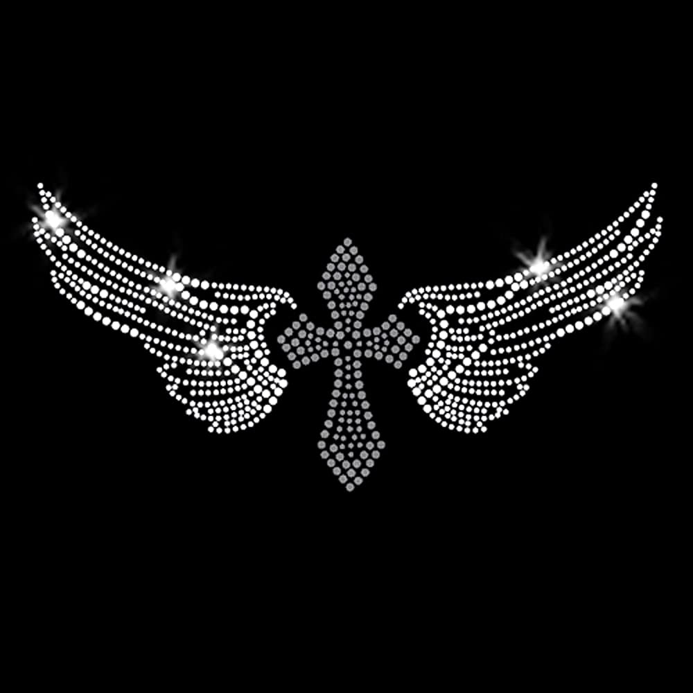 Cross Wings Iron On Rhinestone Crystals
