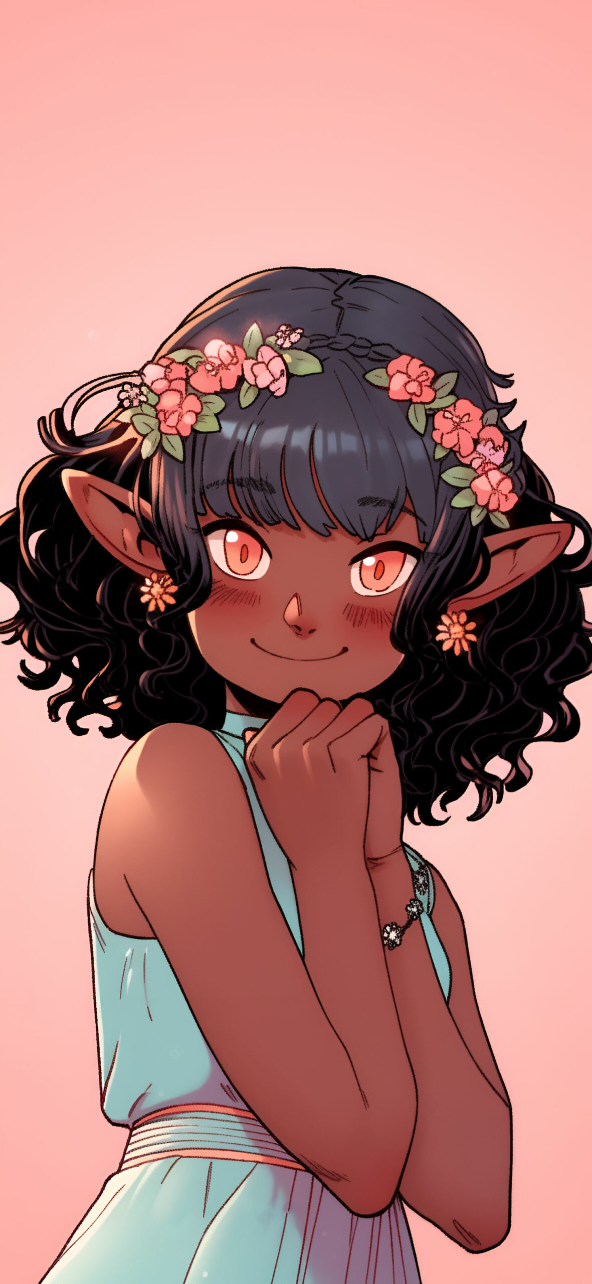 Adorable Anime Elf with a Wreath