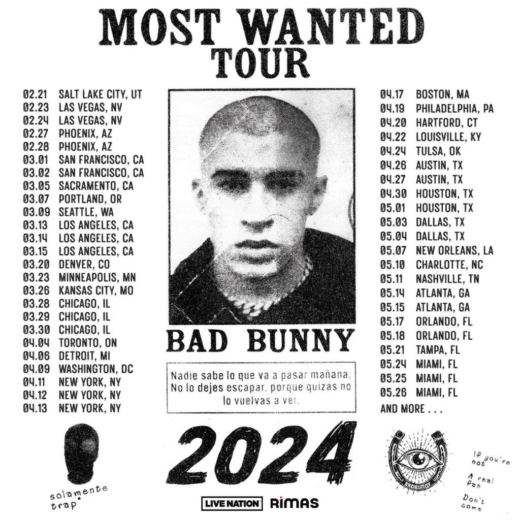 Bad Bunny's 2024 Most Wanted Tour Dates