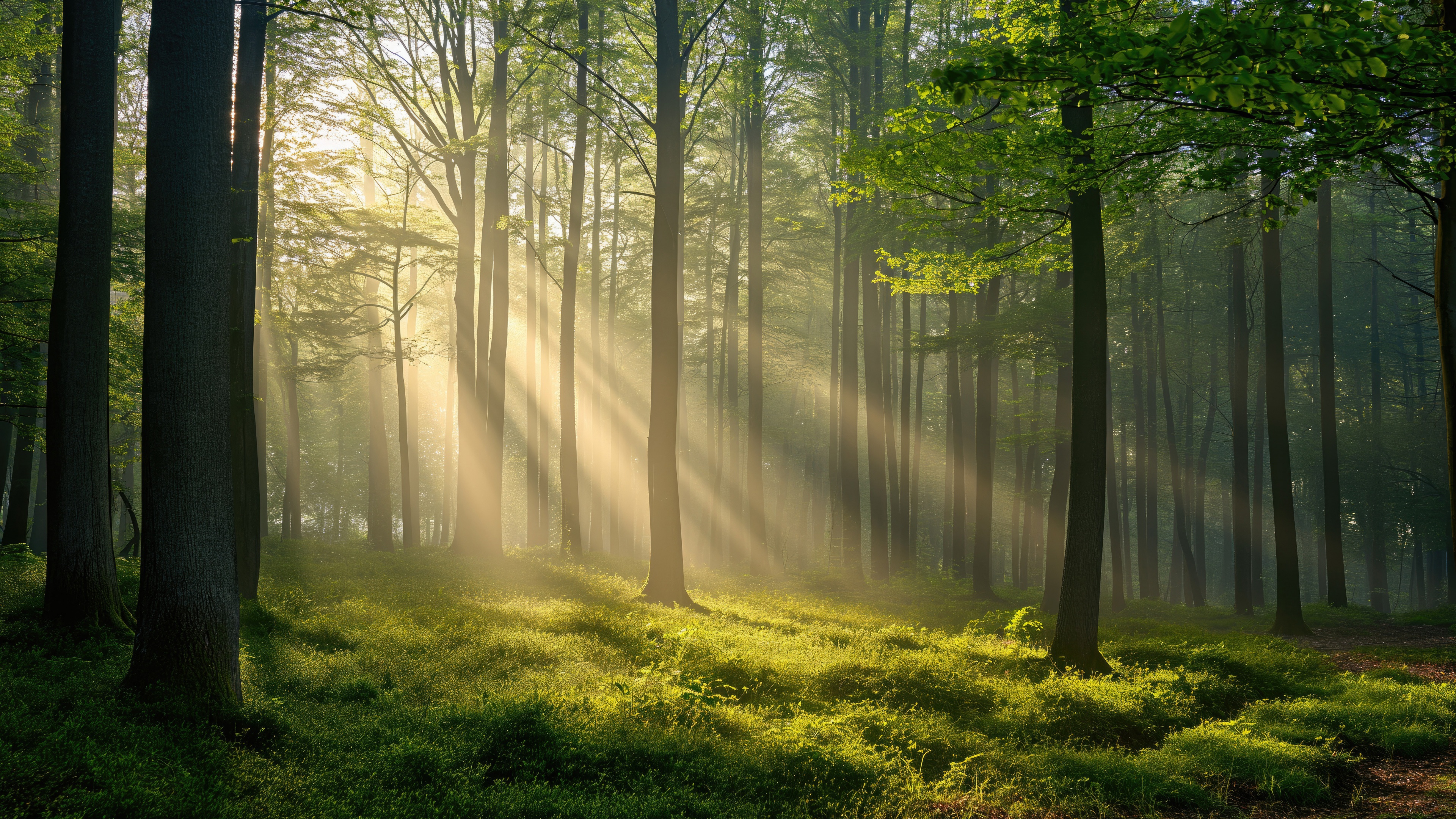 Thick forest Wallpaper 4K, Sunlight