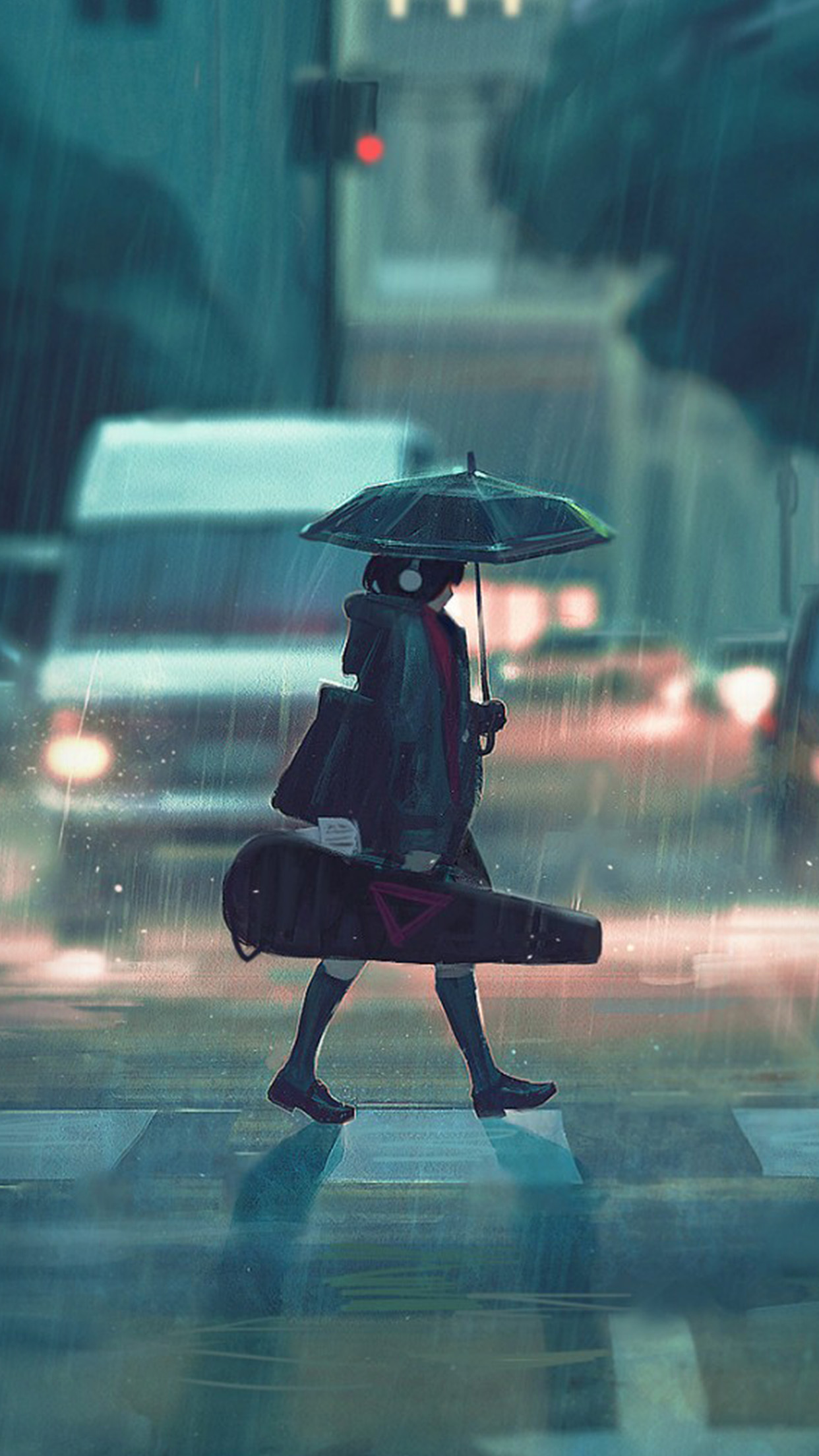 Rainy Day Anime Paint Girl Art
