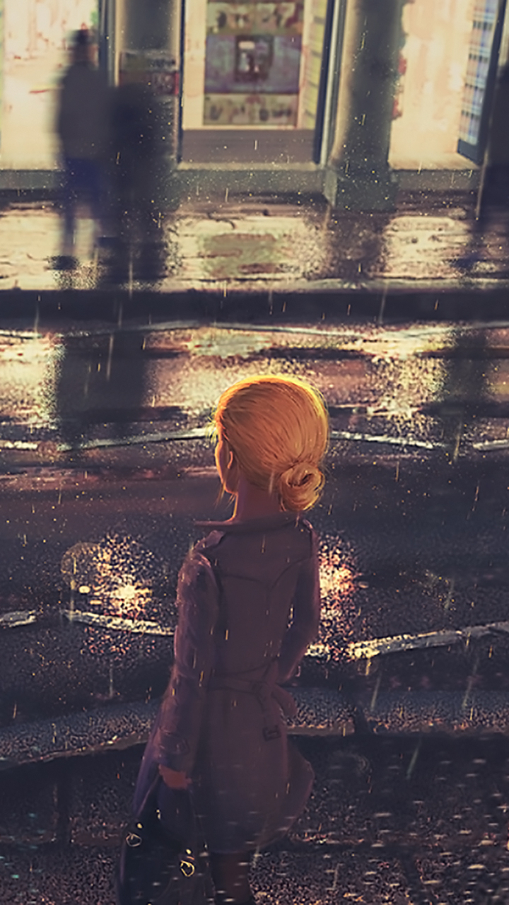 Anime Rain Phone Wallpaper