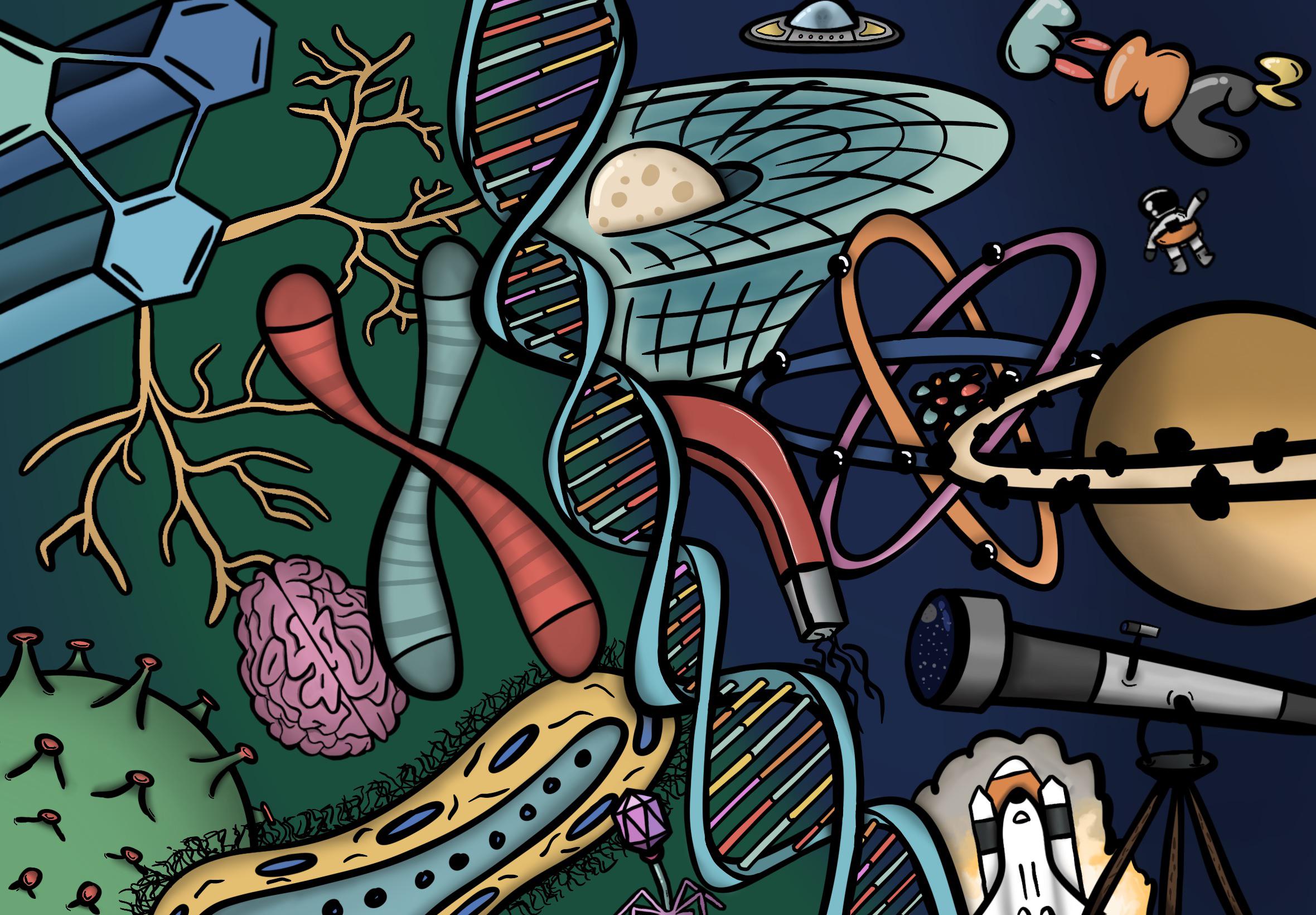 Science cartoon wallpaper for iPad