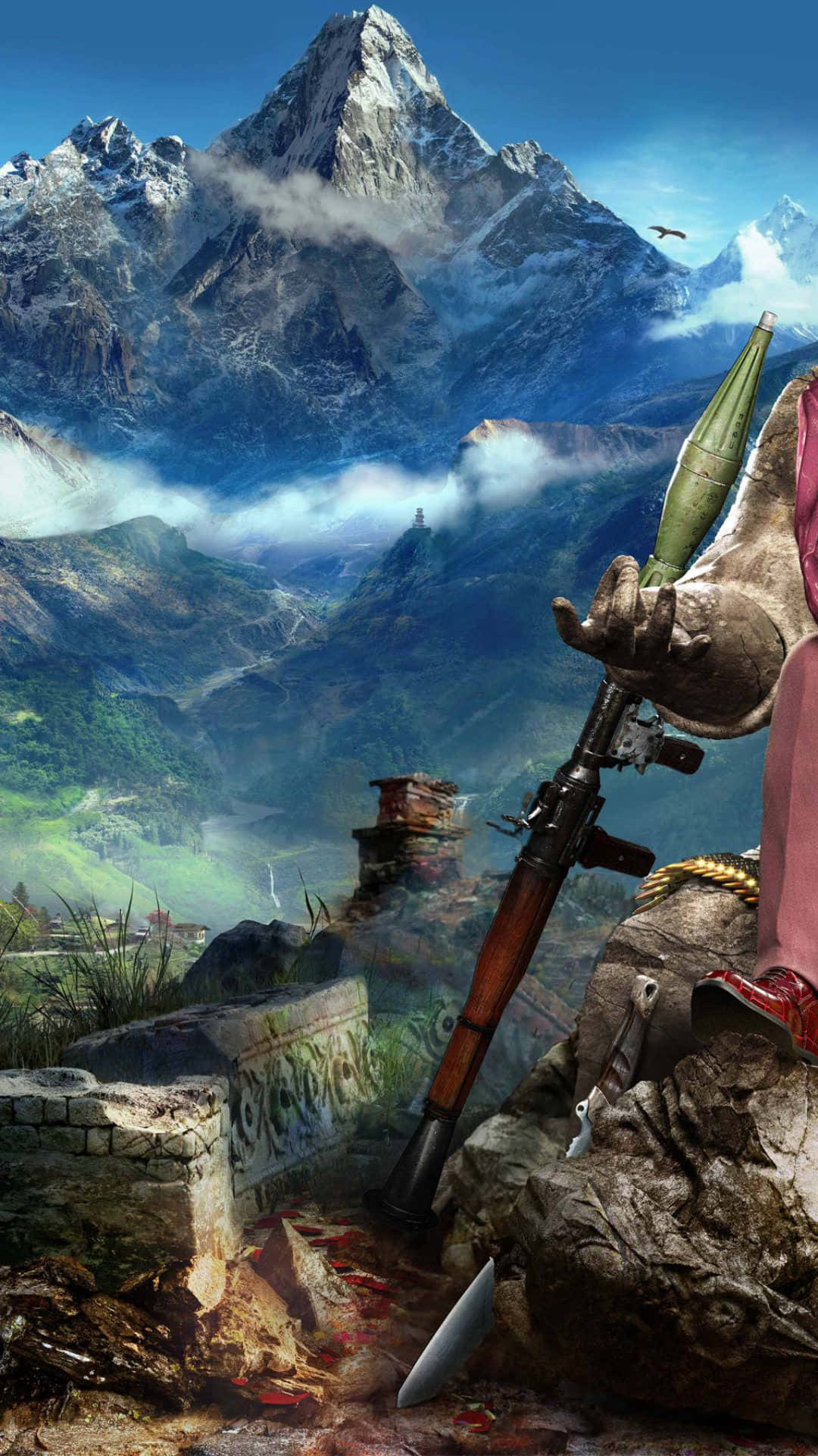 Download A Man With A Gun Sitting On A