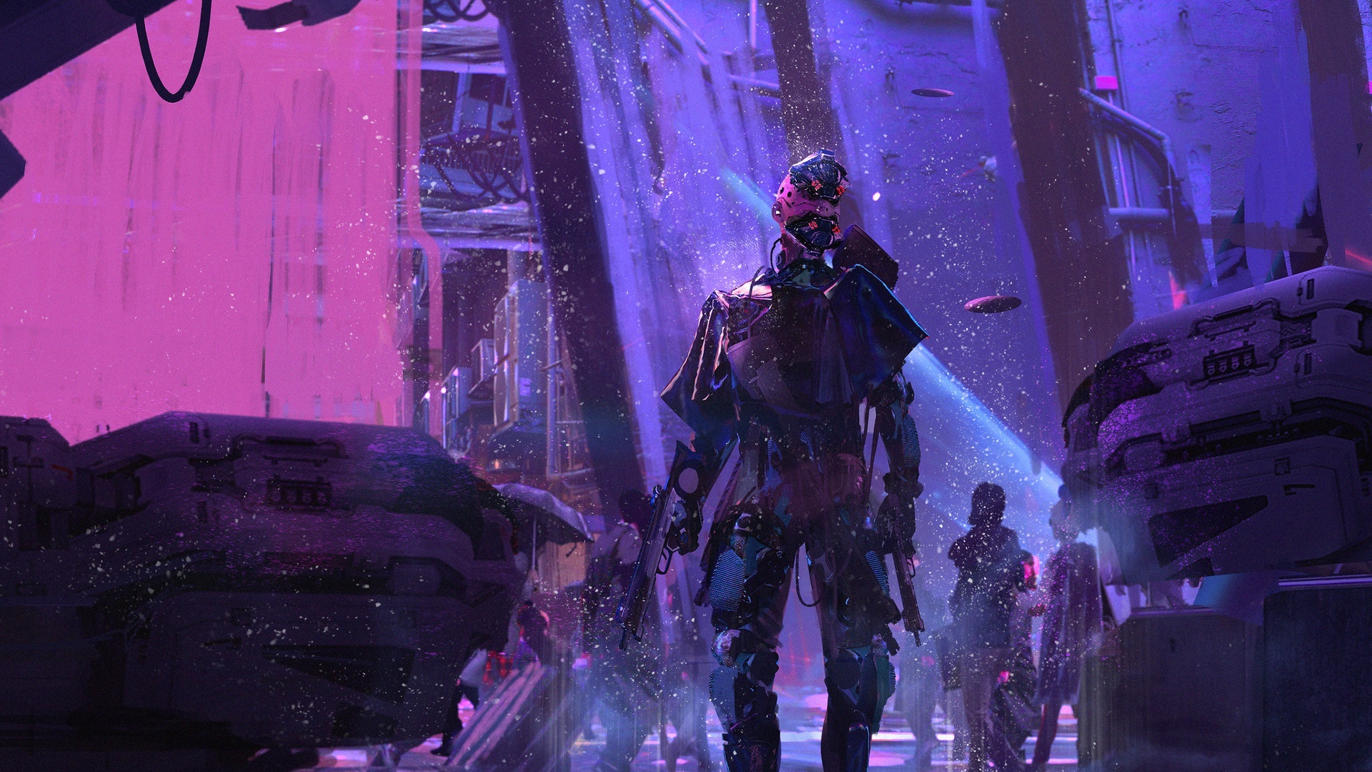 Sci Fi Cyberpunk Neon Robot HD