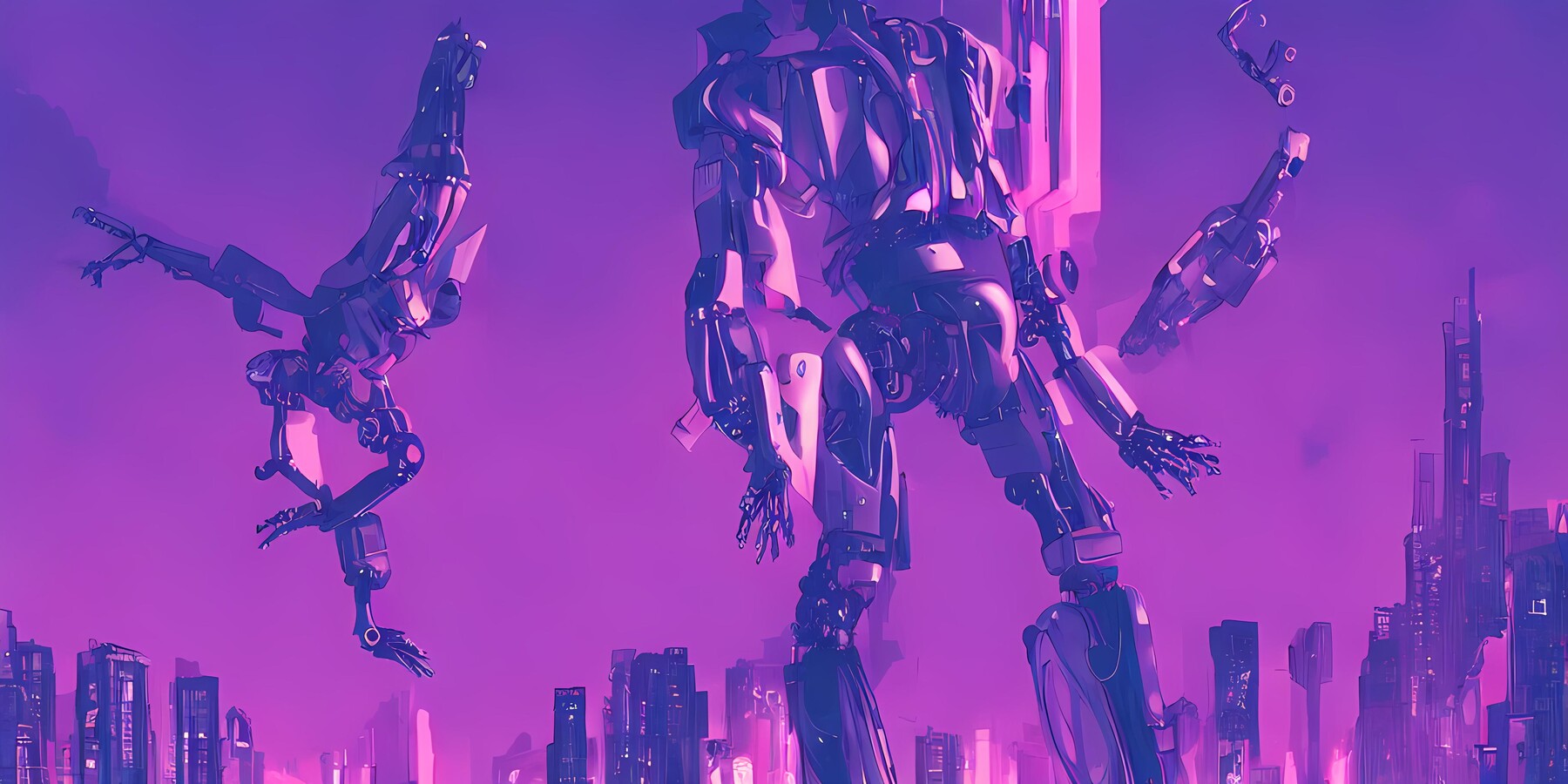 Cyberpunk Acrobat Purple Robot 4k