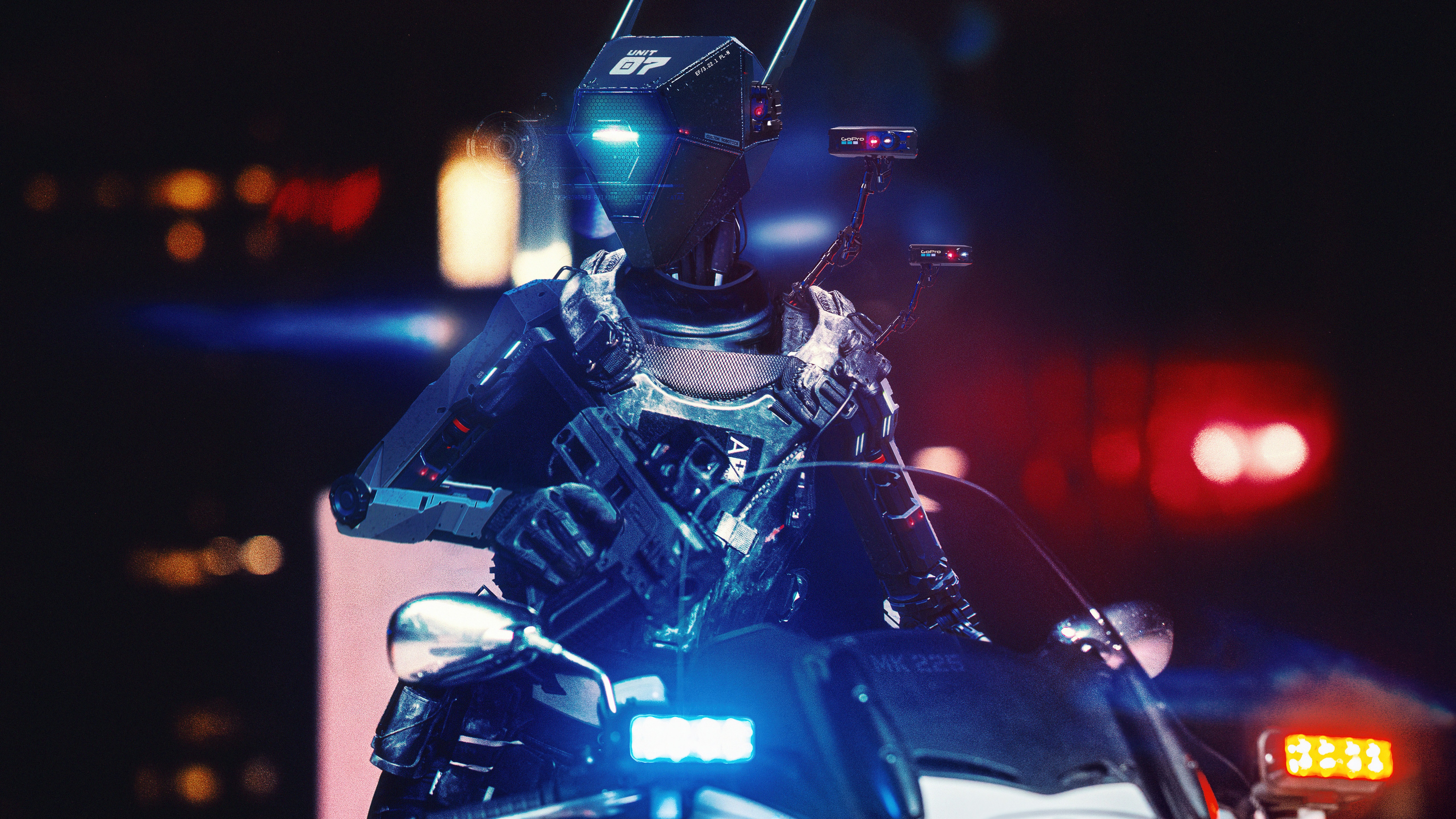 Police Wallpaper 4K, Chappie, Robot