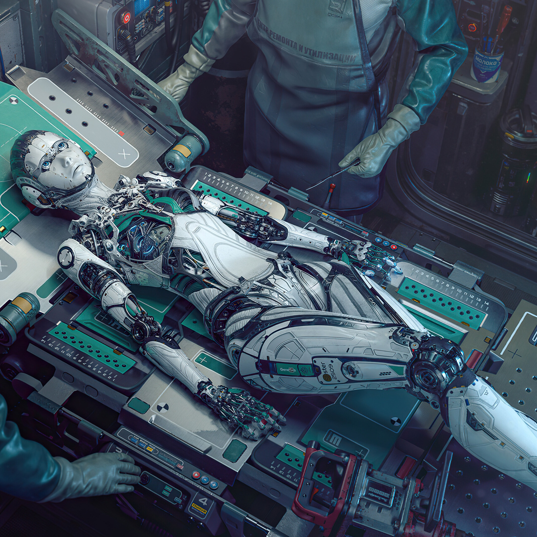 Download wallpaper robot, woman, art
