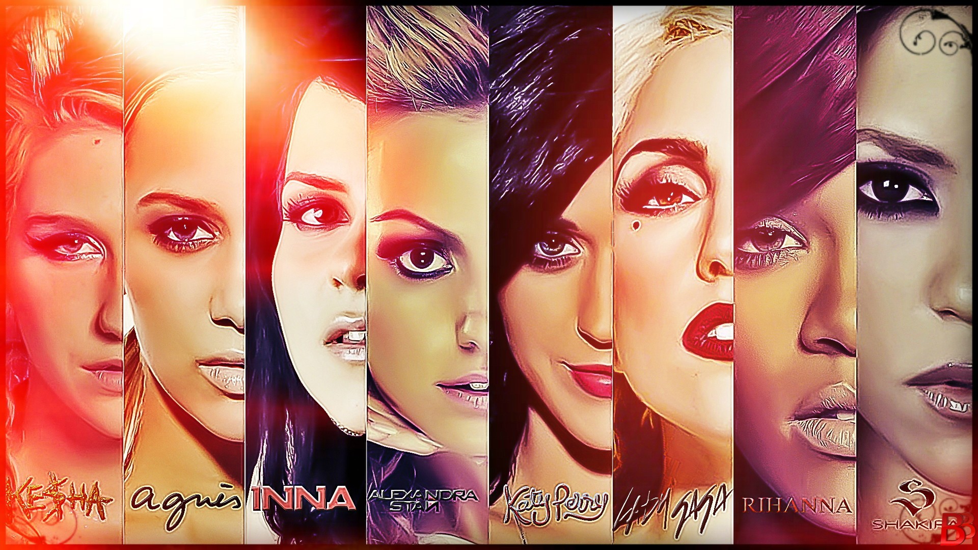 Lady Gaga, Shakira, Rihanna, Inna, Katy