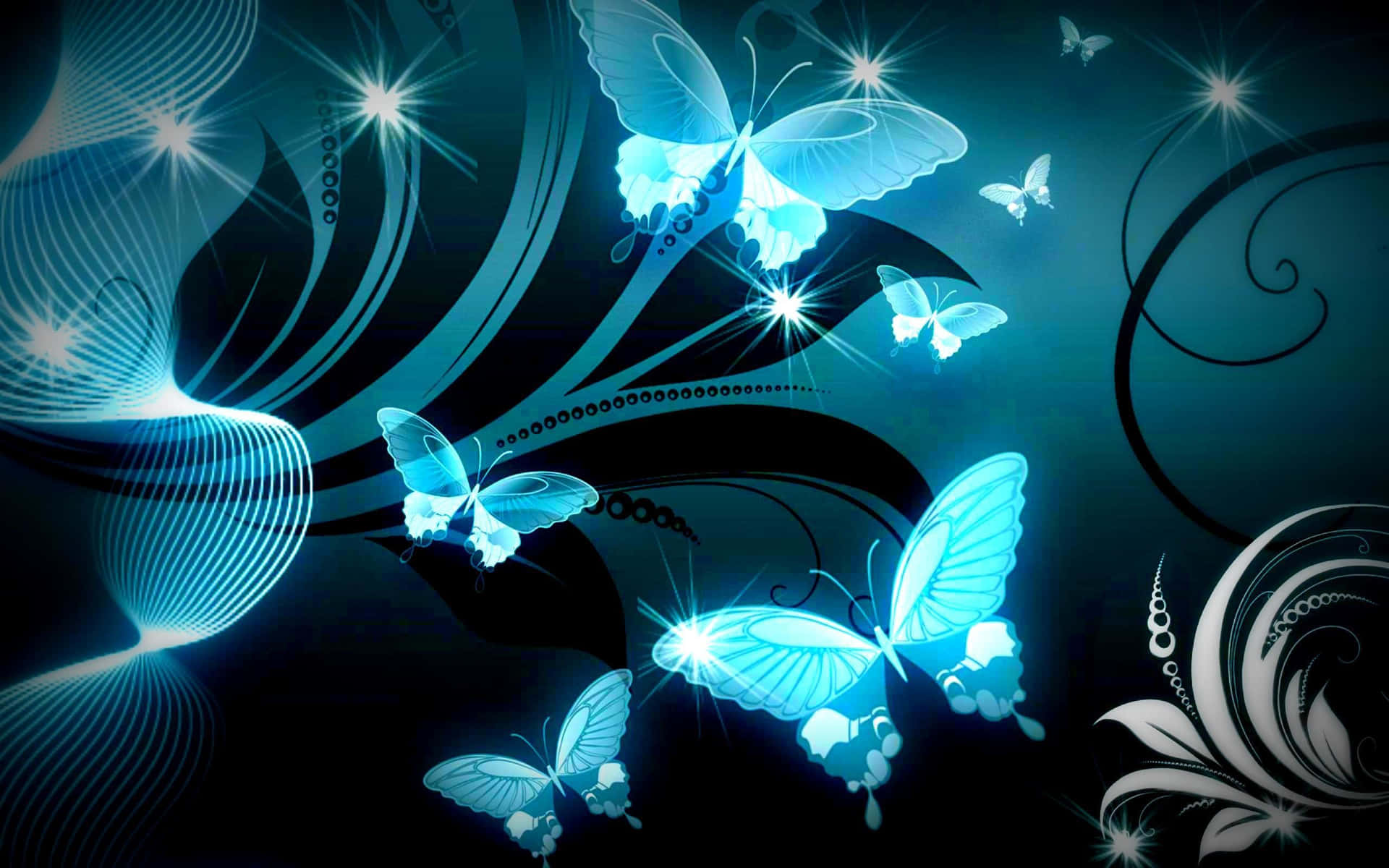 Sparkly Blue Background&Butterfly