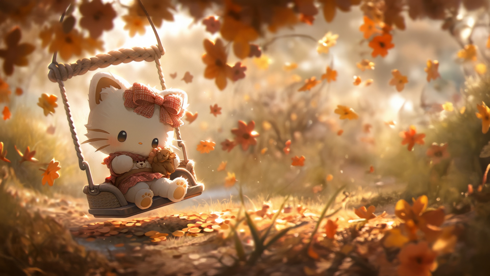 Hello Kitty Wallpaper 4K, Autumn