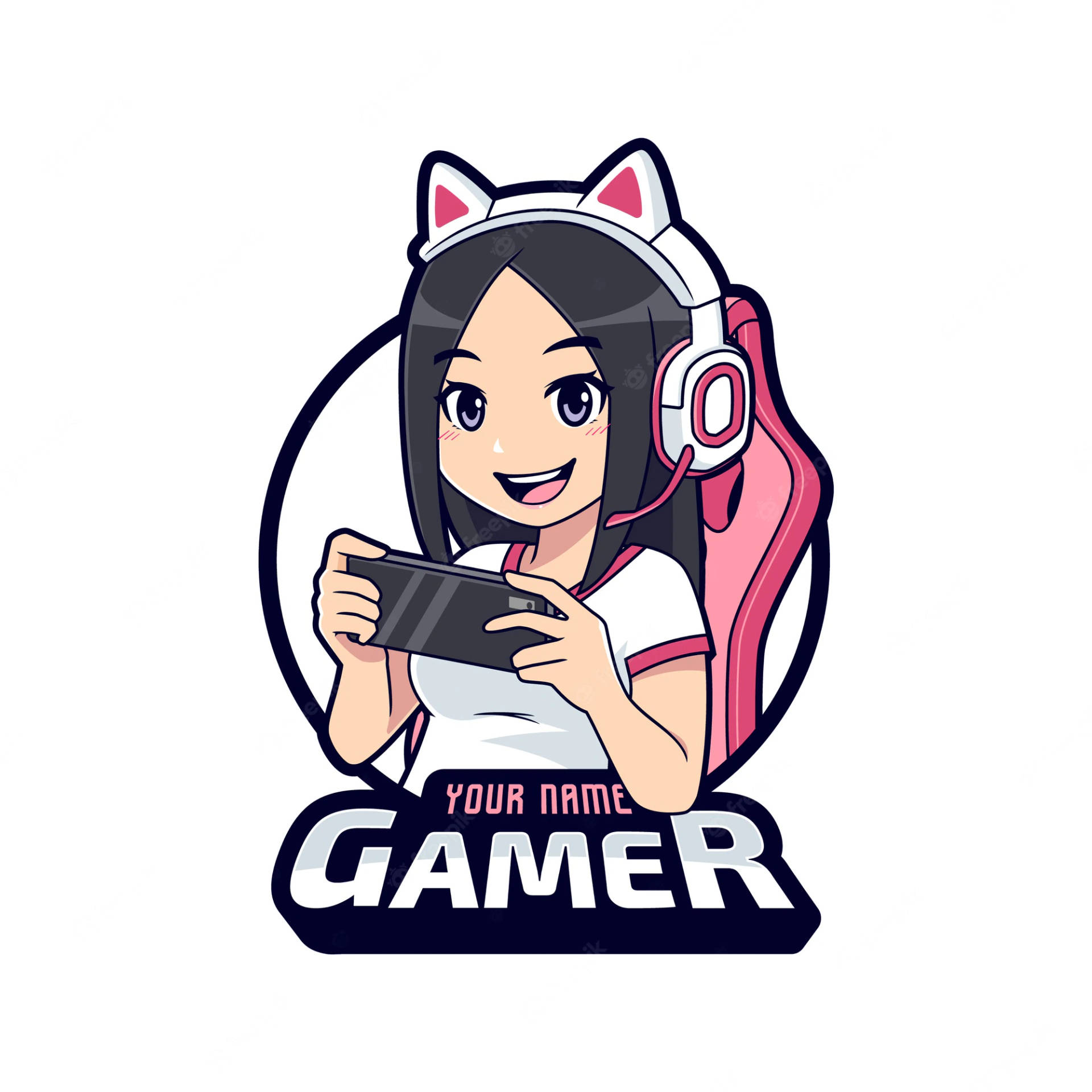 Download Girl Gamer Logo With Pink Seat