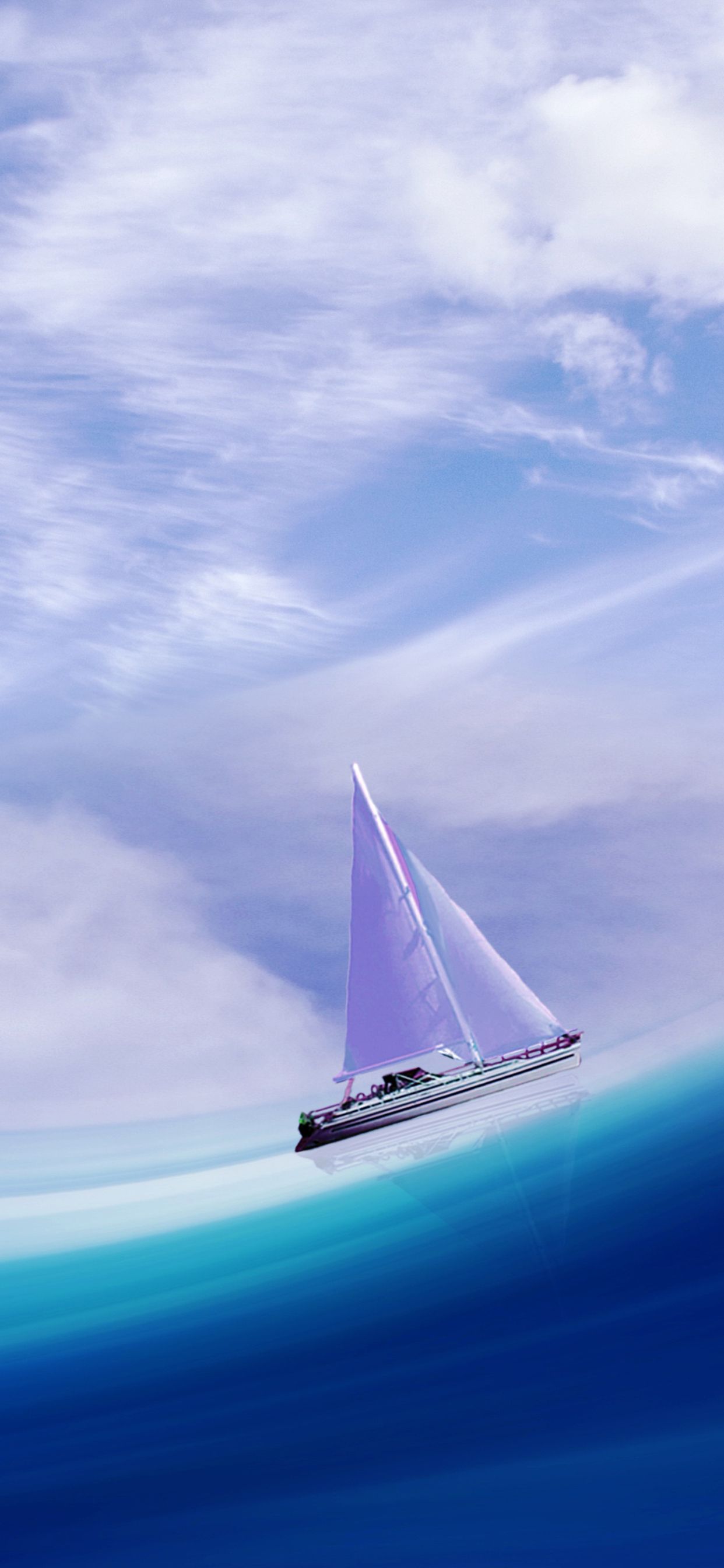 Ocean Ship Colorful Lightning 4K