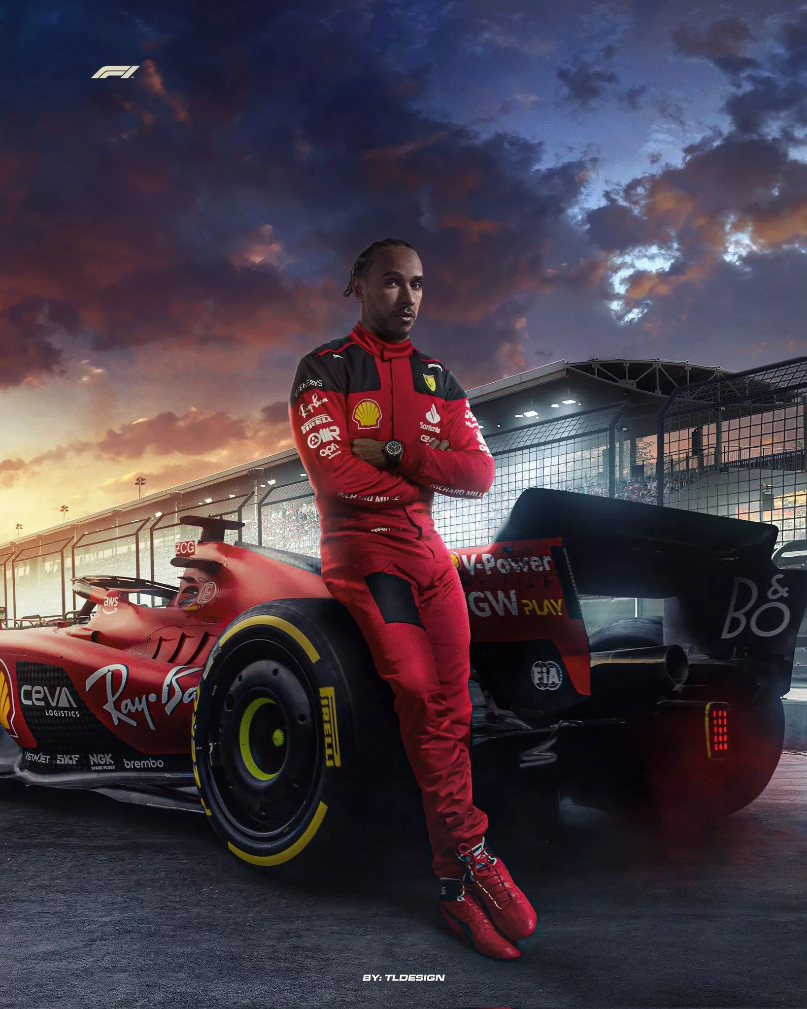 Lewis Hamilton Ferrari poster