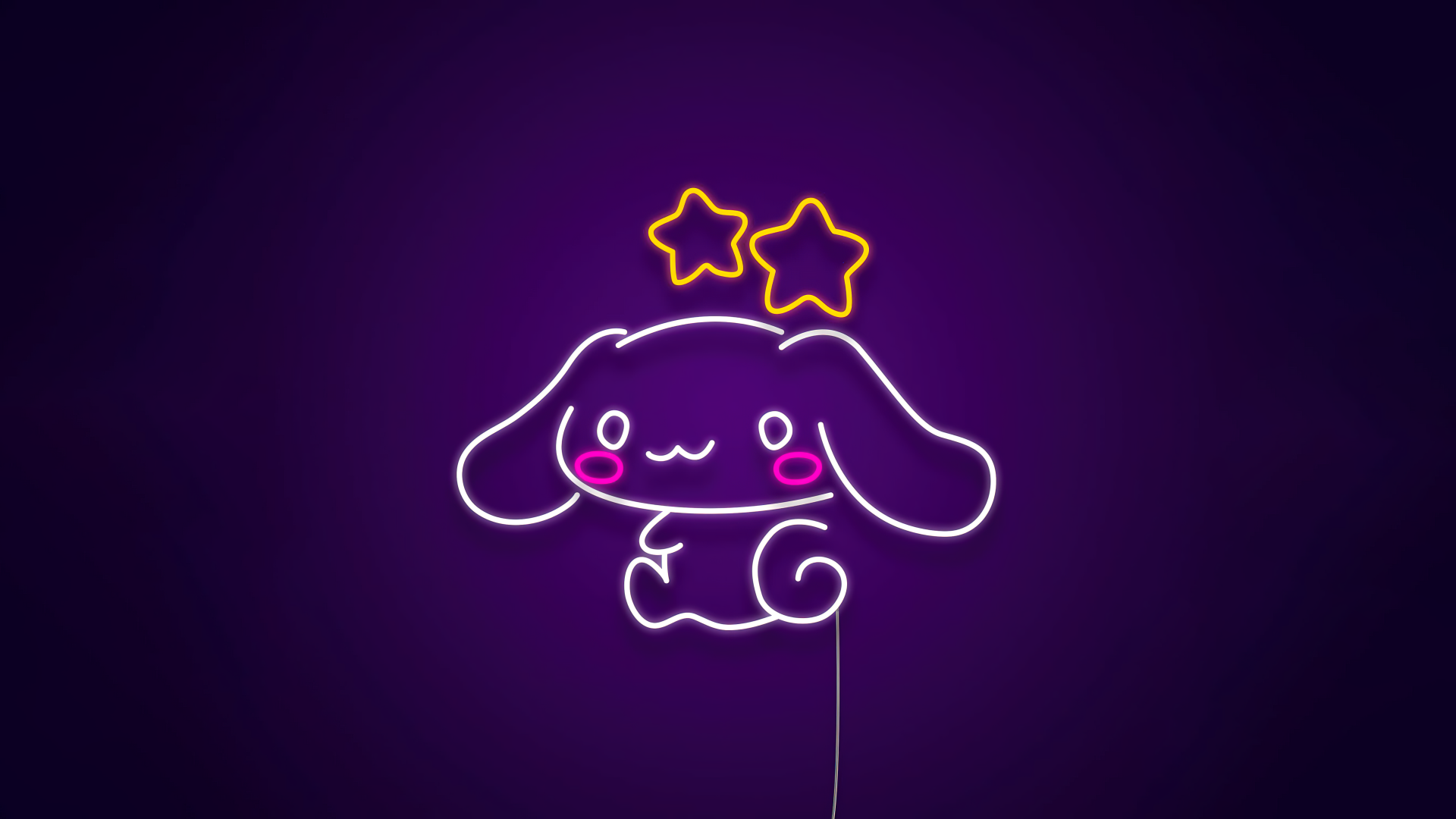 Cinnamoroll Wallpaper 4K, Neon, Purple background