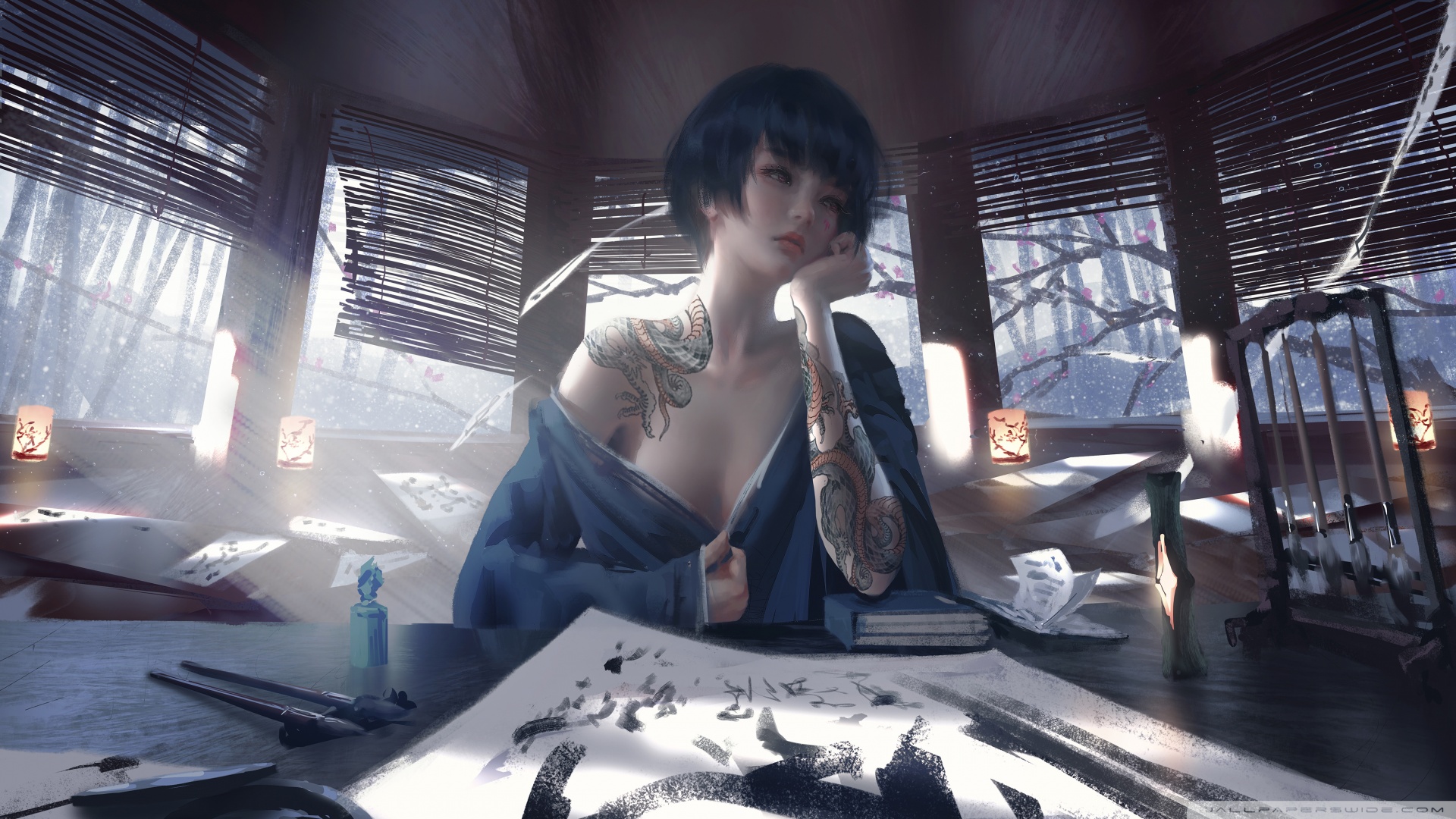 Japanese Girl Art 4K UHD Wallpaper for UltraHD Desktop and TV, Widescreen and UltraWide Display, Dual Monitor, Smartphone and Tablet Devices