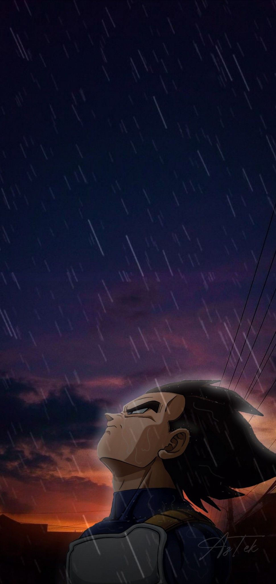 Vegeta rain wallpaper. Sous la pluie