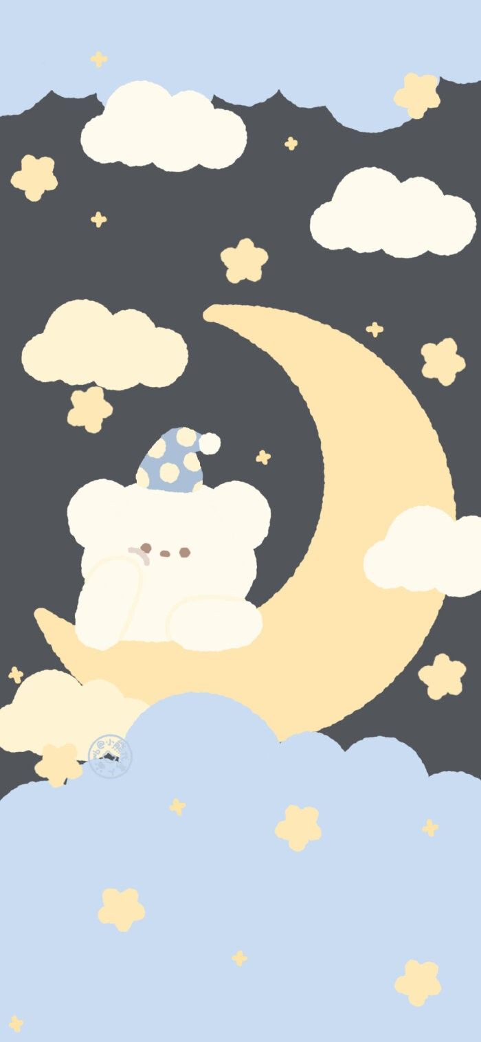Teddy Bear on the Moon Wallpaper