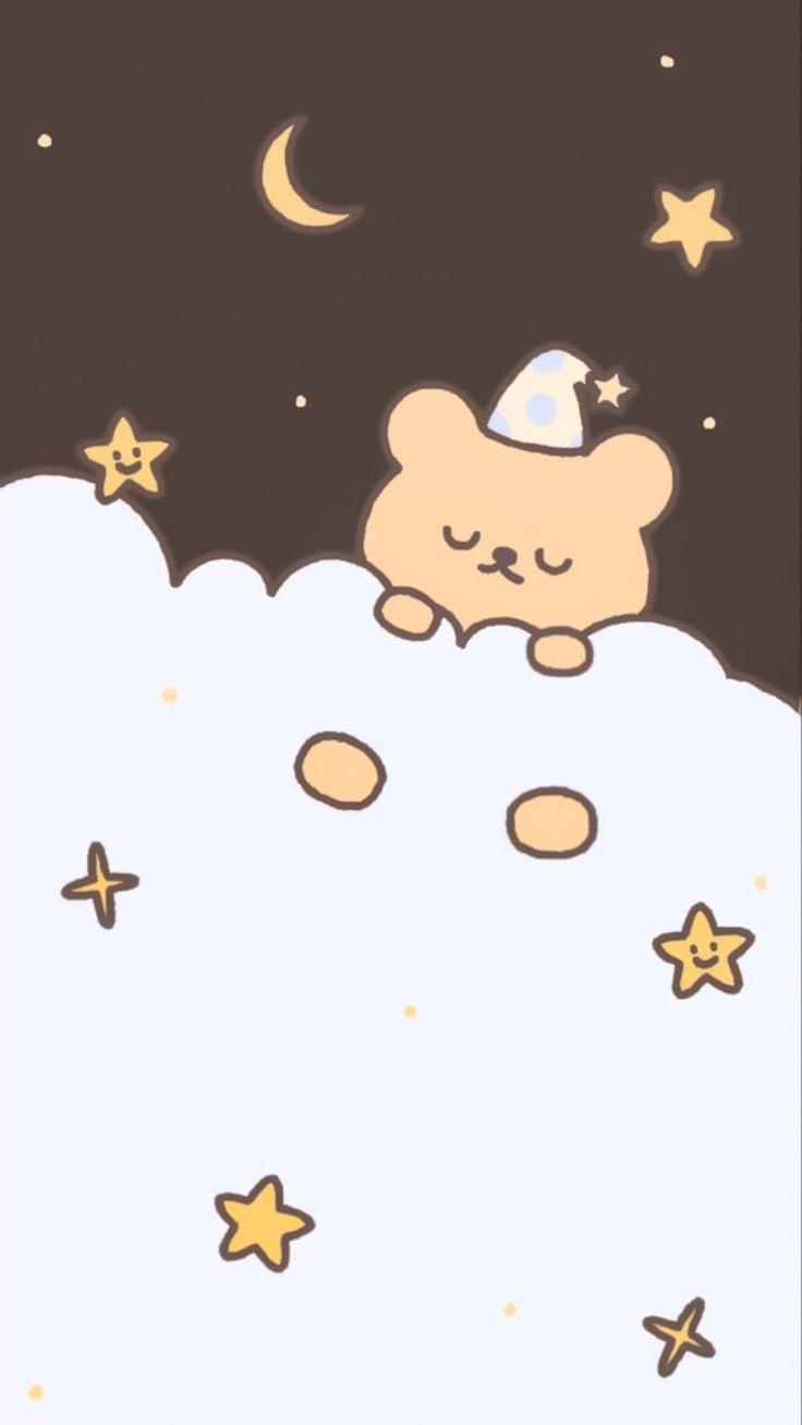 Kawaii Bear On A Moon Wallpapers - Wallpaper Cave