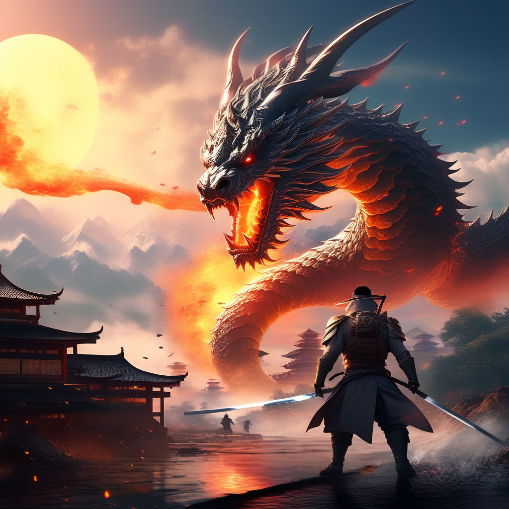 samurai fighting a monster to the death