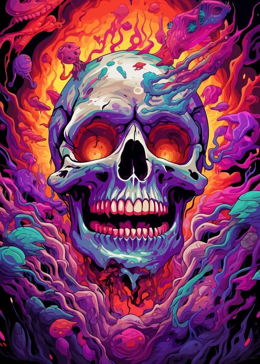 Space Psychedelic Skull' Poster