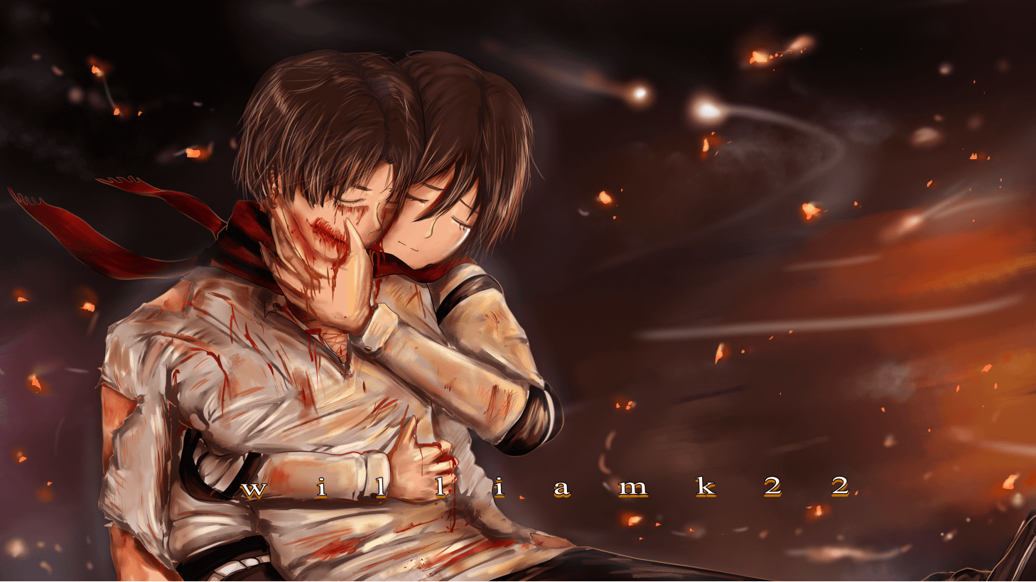 i draw eren and mikasa ., r