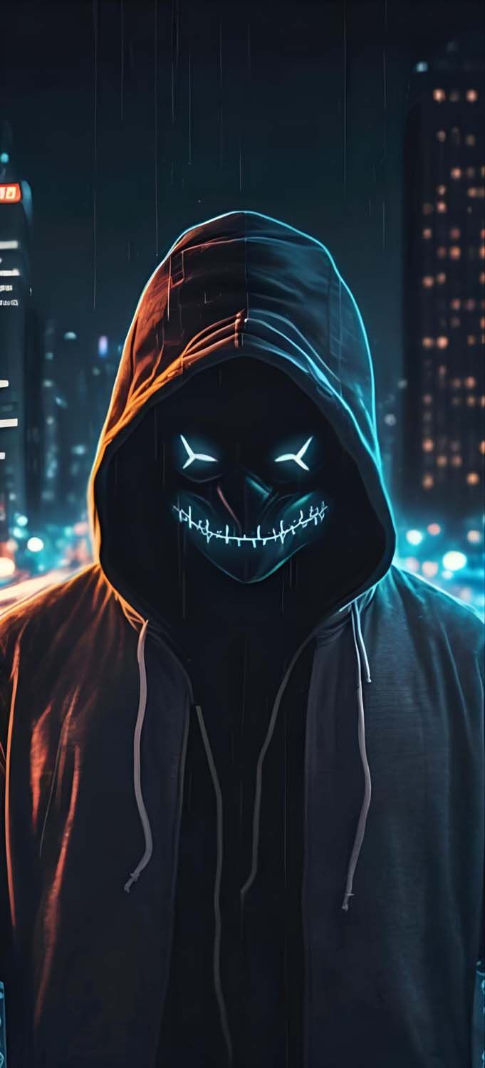 Ghost Neon Mask IPhone Wallpaper HD