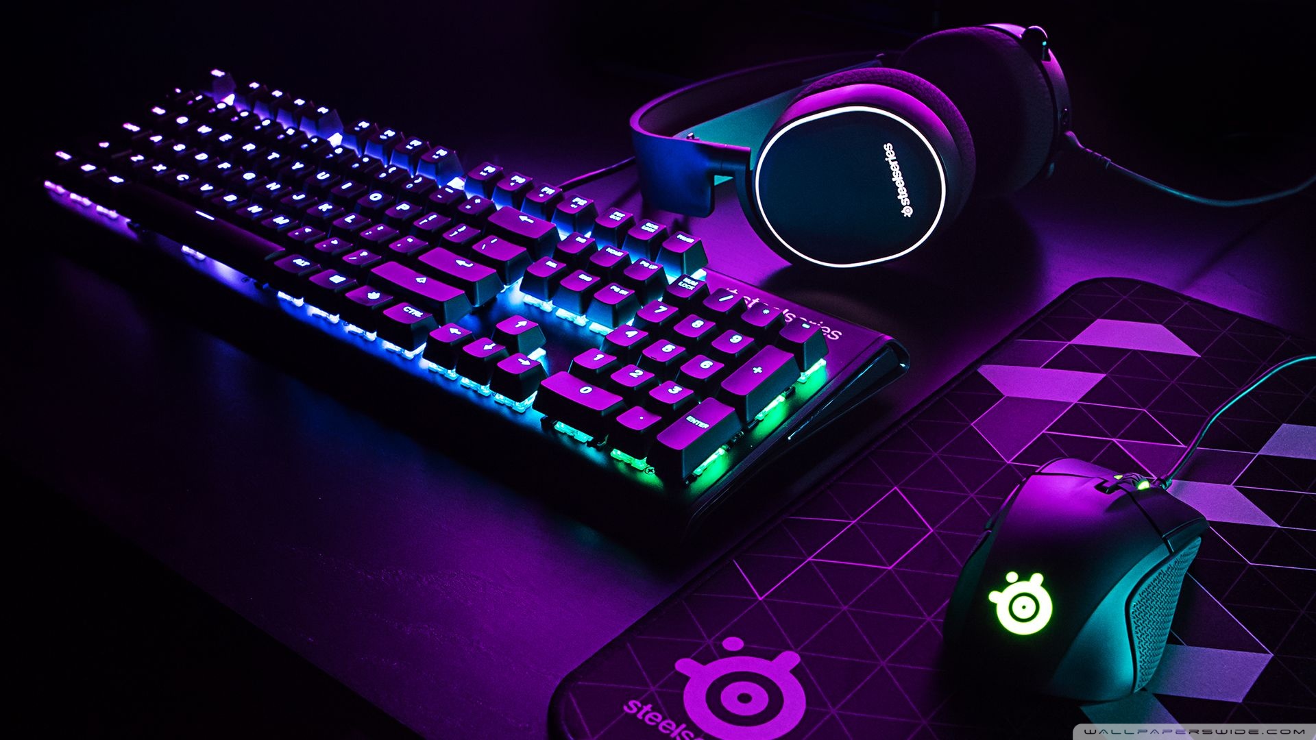 Computer Mouse, Keyboard and Headphones