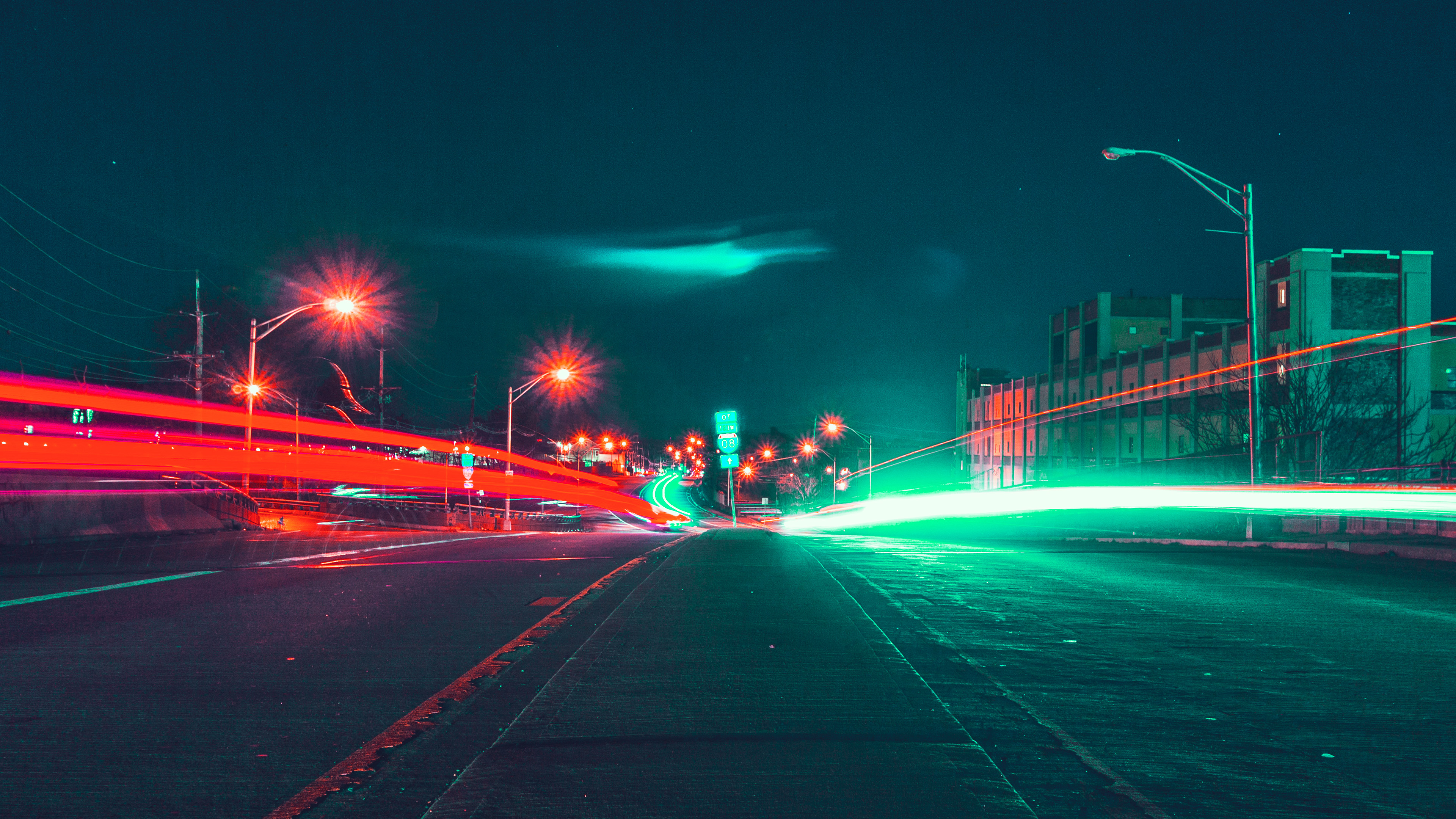 Street Light Night City Nature Green