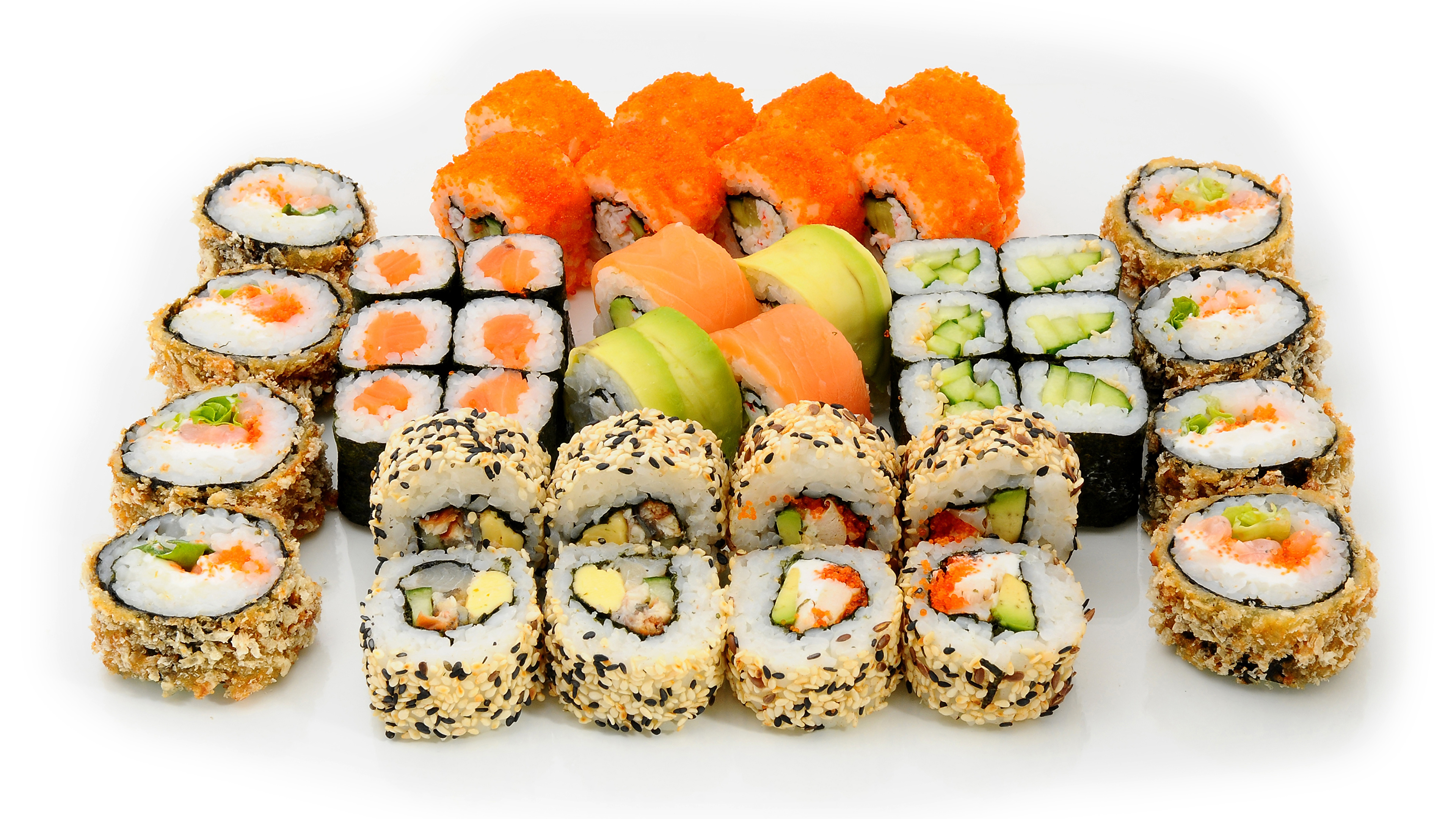 Picture Sushi Food Many Seafoods White