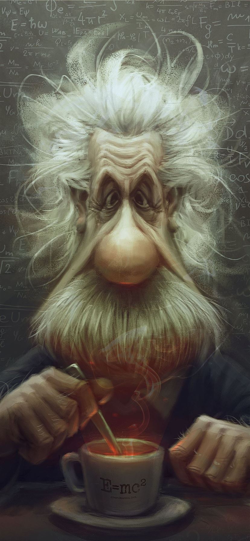 formula caricature Albert Einstein