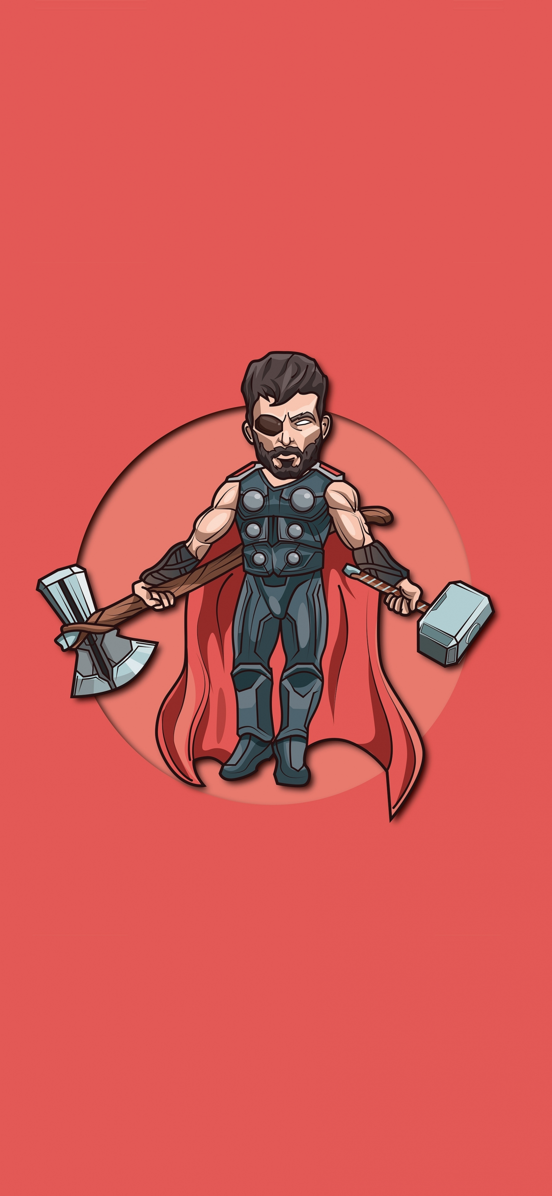 wallpaper 1125x2436 minimal, thor