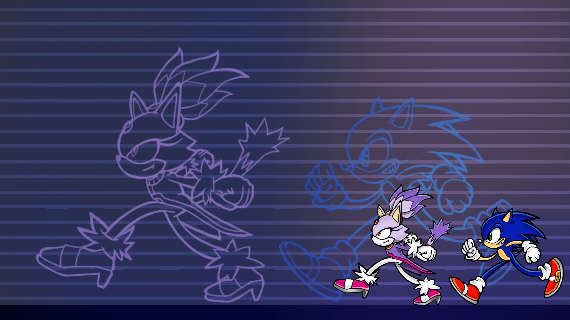 OC Sonic and Blaze desktop wallpaper