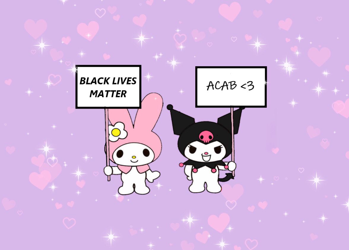 kuromi + melody. Hello kitty art