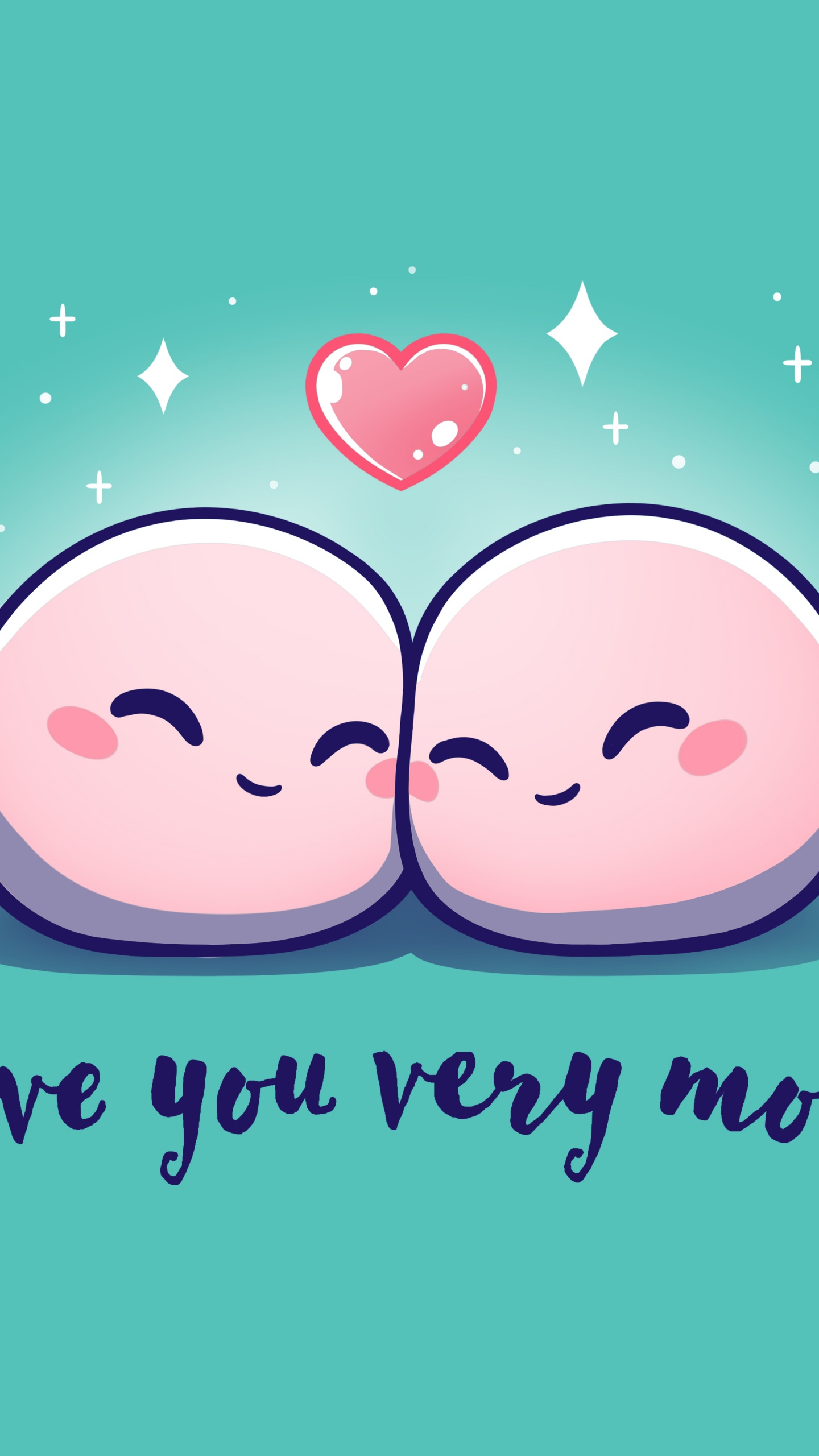 I Love You Wallpaper 4K, Kawaii cartoon