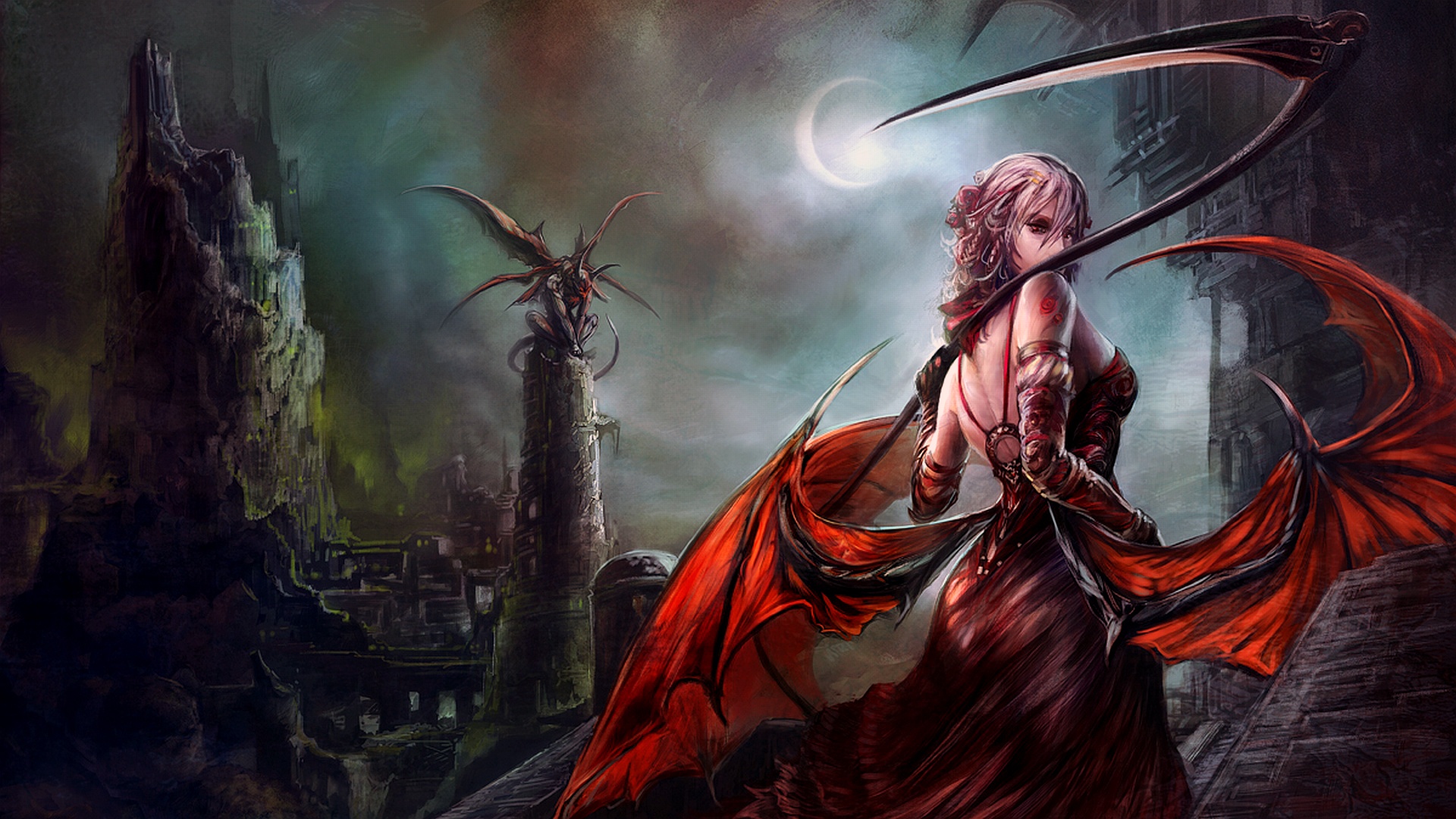 Download wallpaper dark, demon, girl