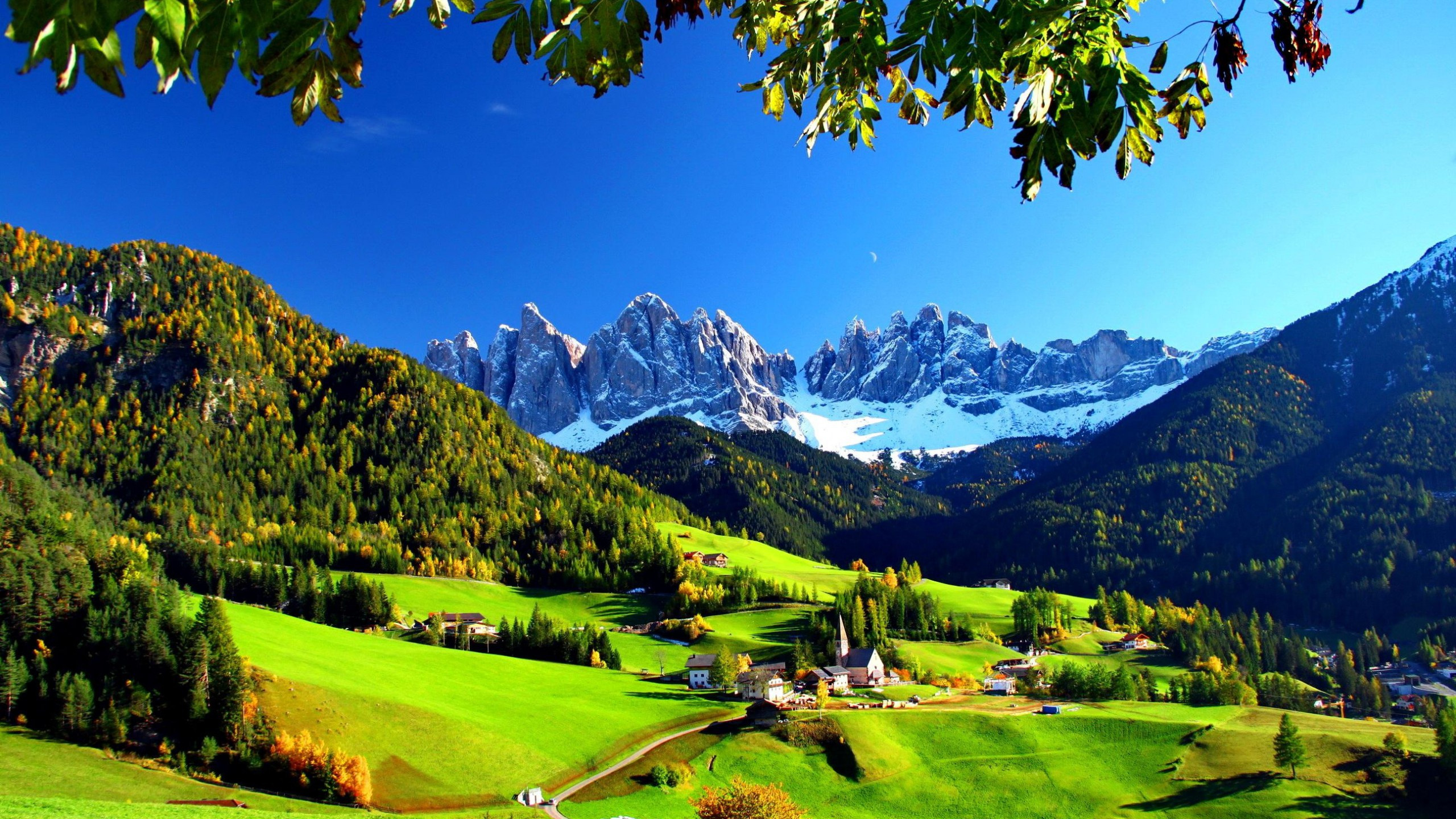 Download wallpaper Green, Mountains