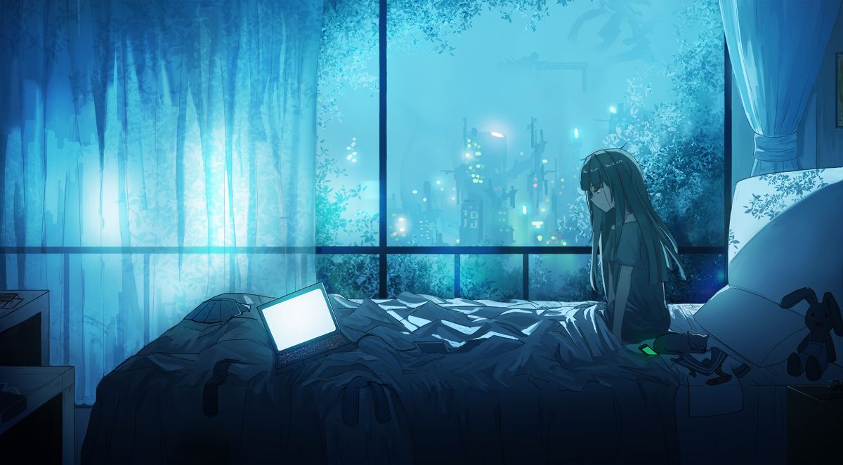 Rain wallpaper, Blue anime, Wallpaper