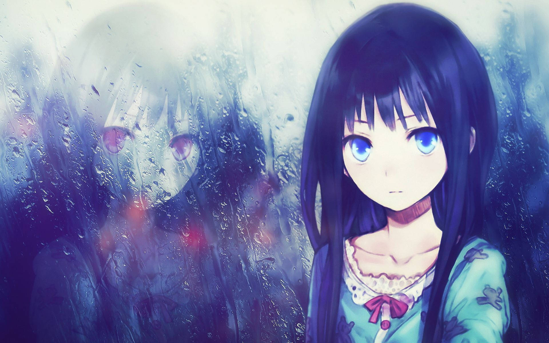 Download Sad Anime Girl Rain Reflection