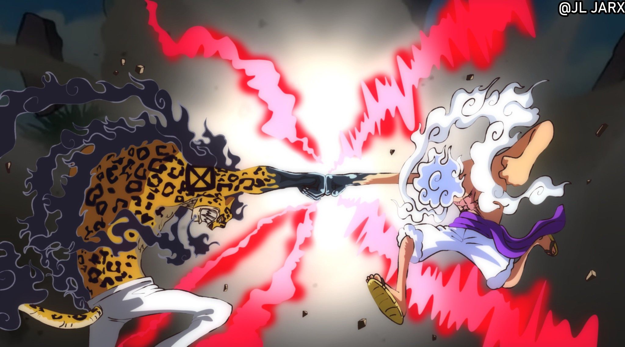 Lucci vs Luffy. Fond d'ecran dessin